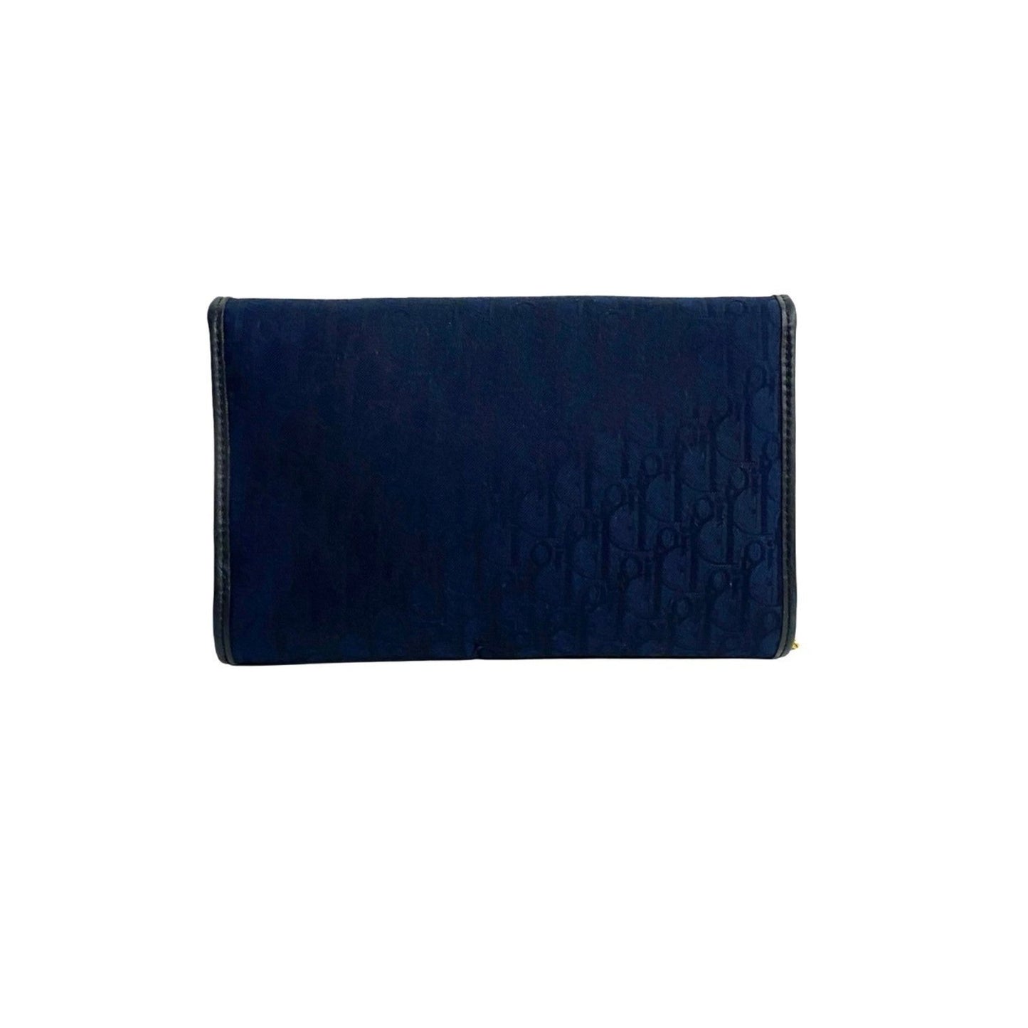 Christian Dior Navy Canvas Leather Pochette Shoulder Bag  