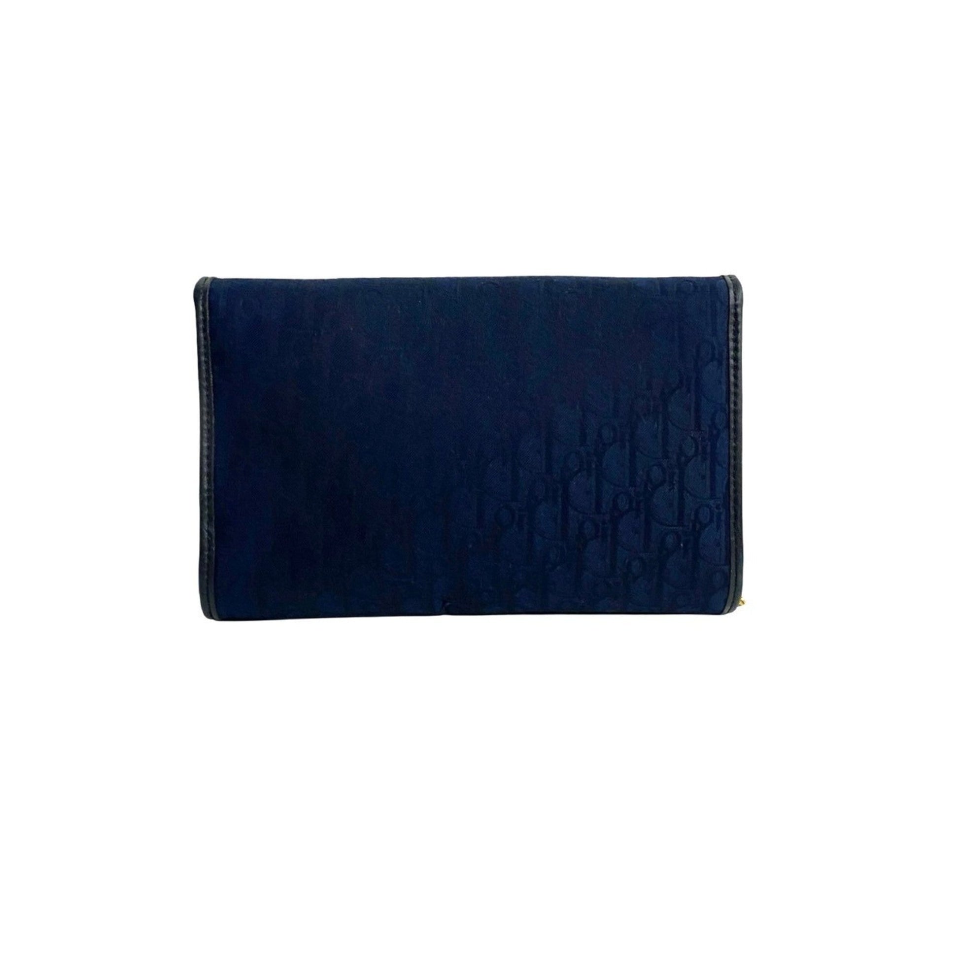 Christian Dior Navy Canvas Leather Pochette Shoulder Bag  