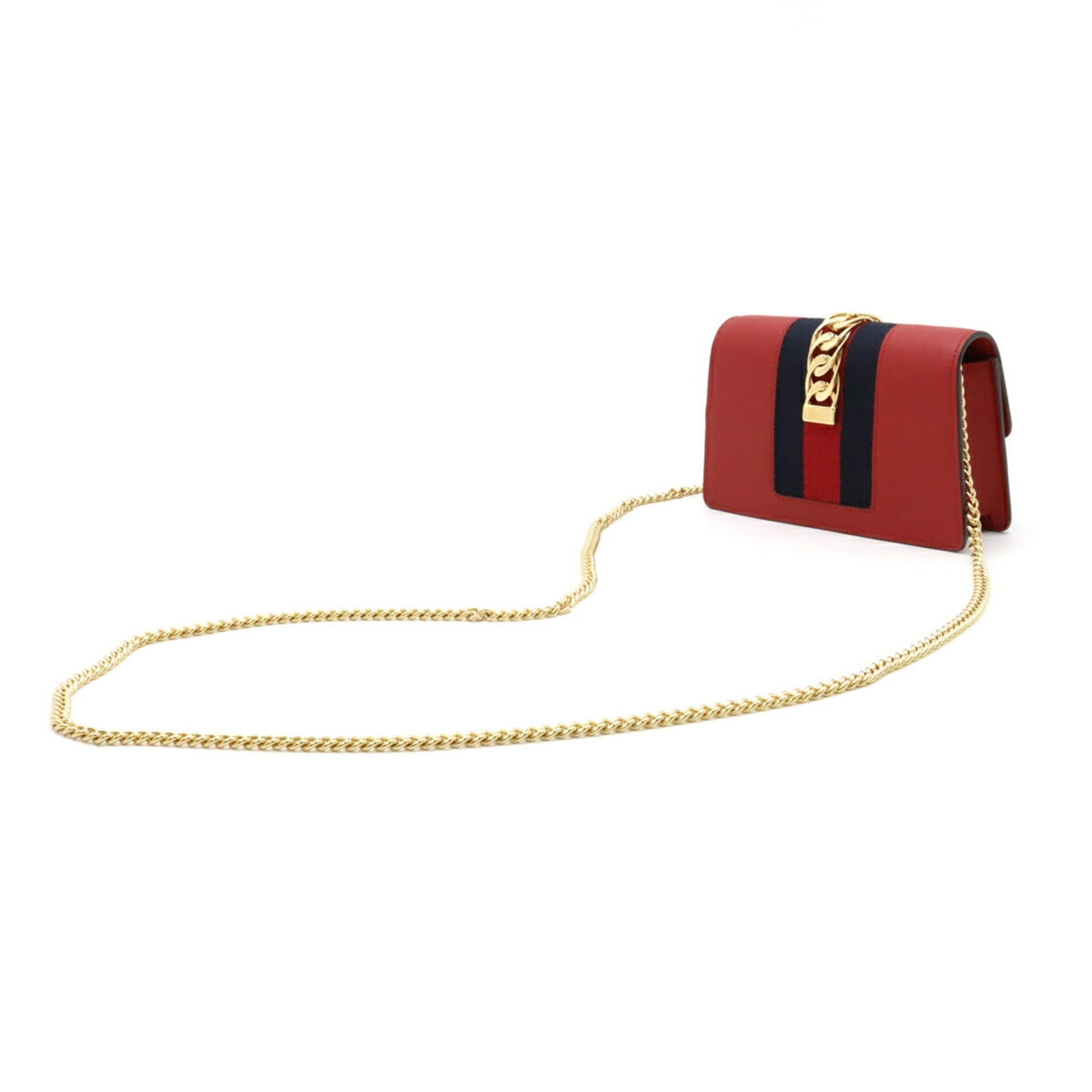 Gucci Sylvie Red Leather Chain Shoulder Bag Style 1