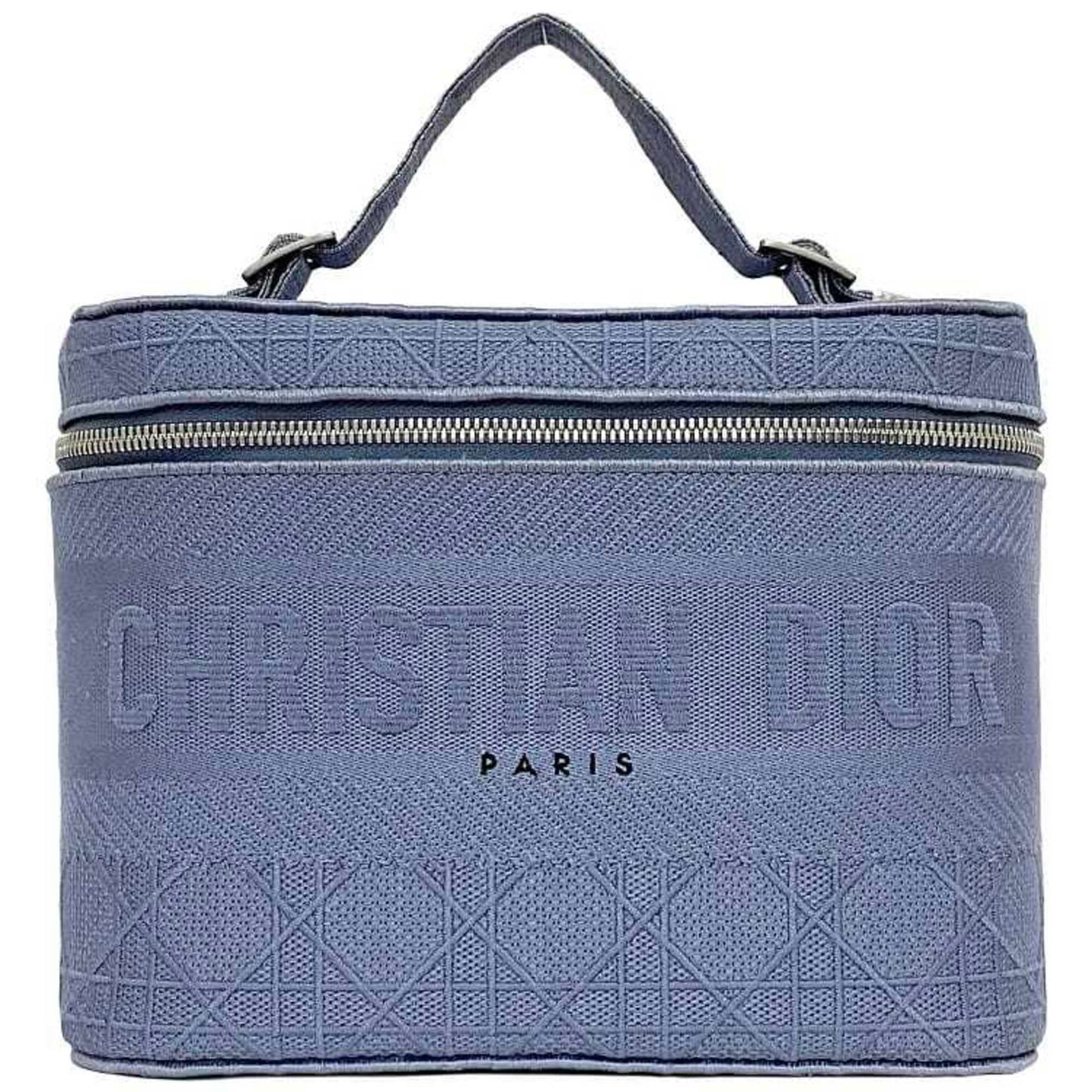 Christian Dior Light Blue Canvas Handbag Vanity Bag  