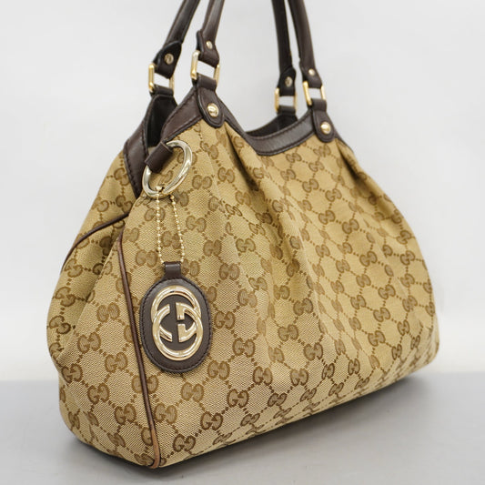 Gucci Leather Canvas Handbag