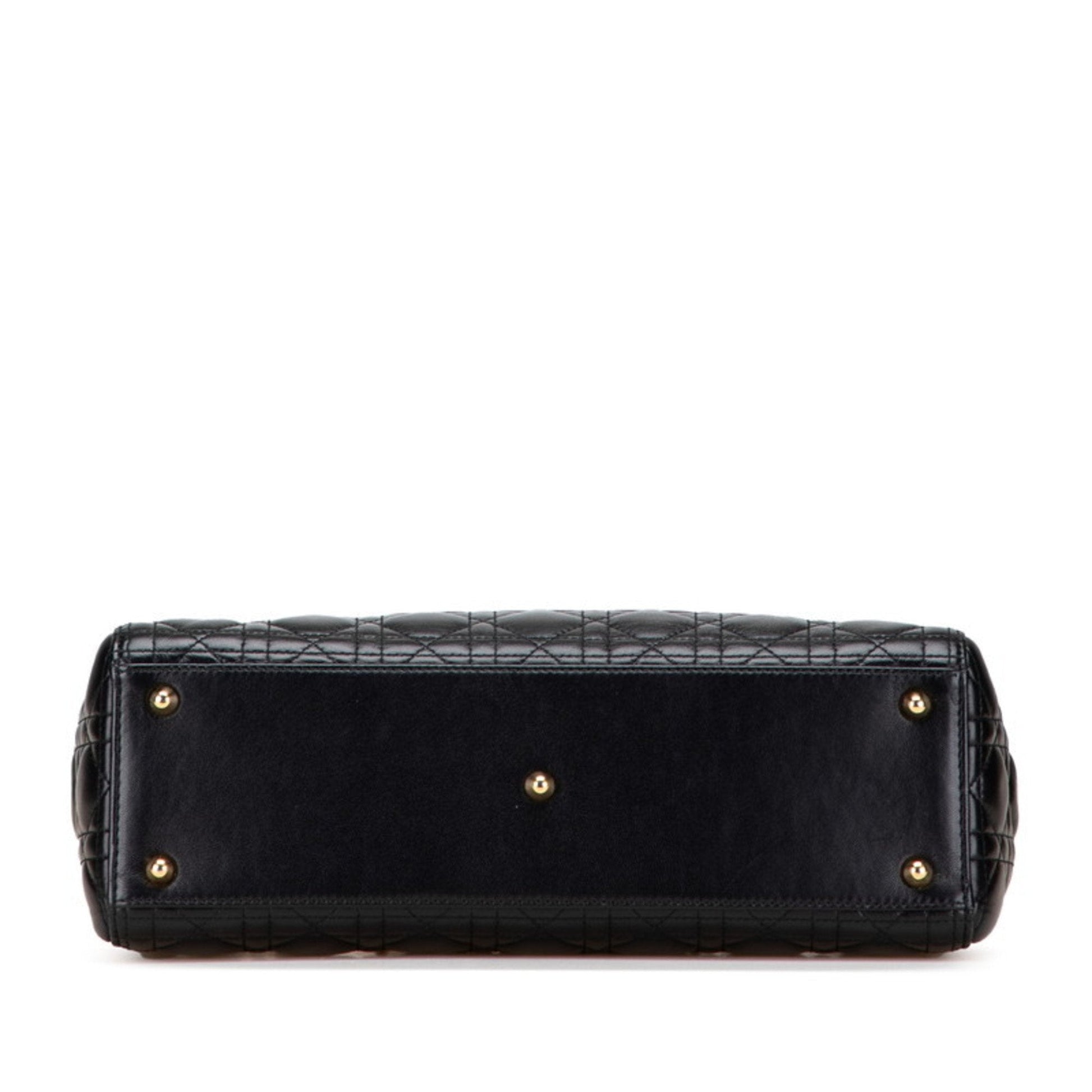 Christian Dior Lady Dior Black Leather Handbag Shoulder Bag  