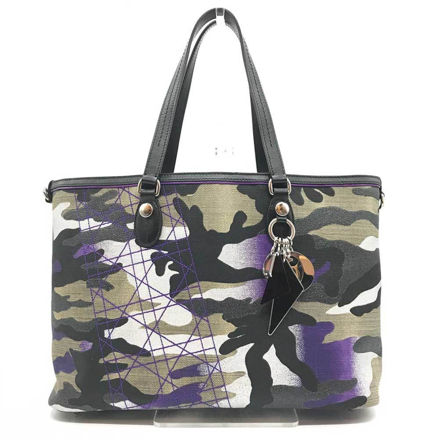 Christian Dior Camouflage Multi-Color Canvas Leather Tote Bag  