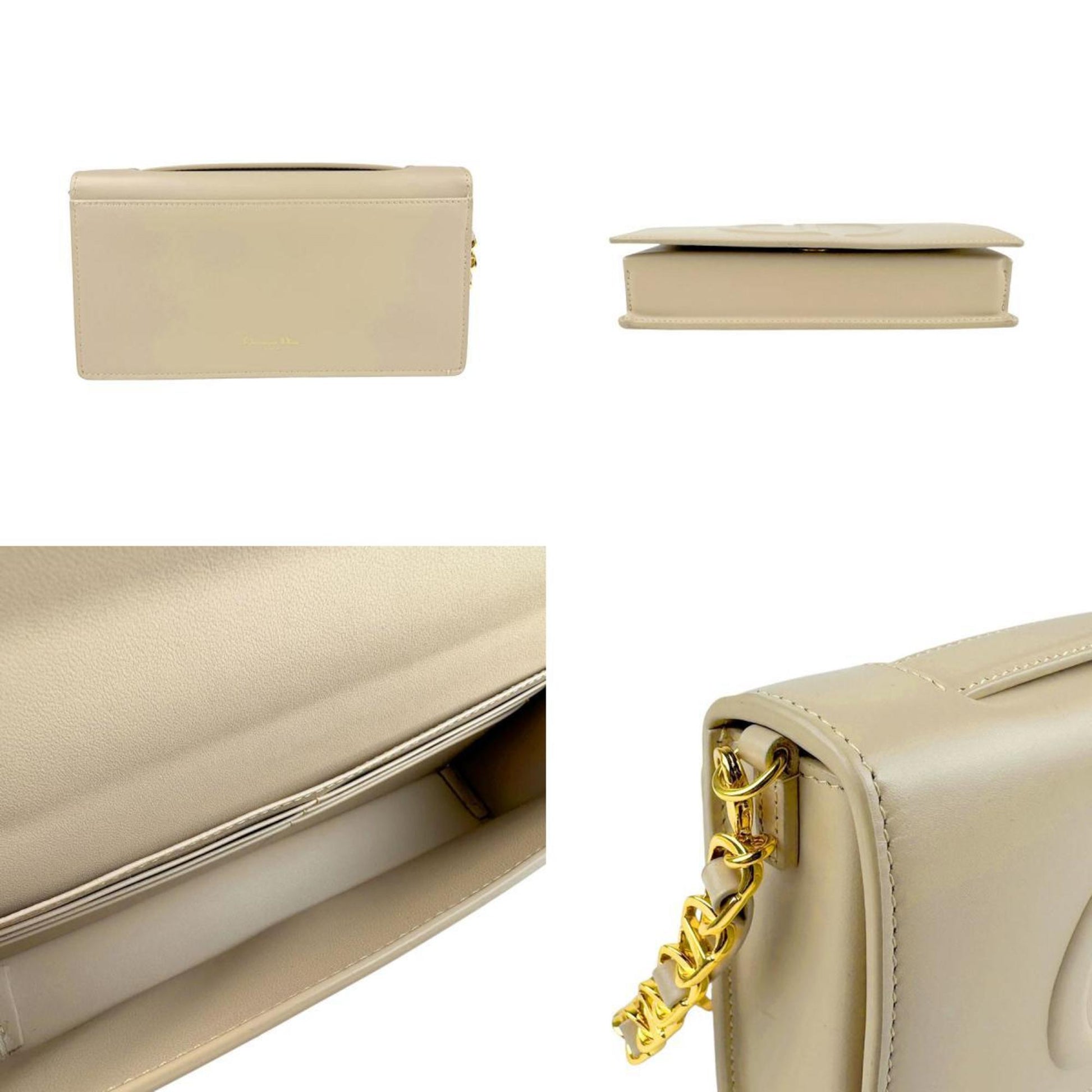 Christian Dior Beige Leather Shoulder Bag  