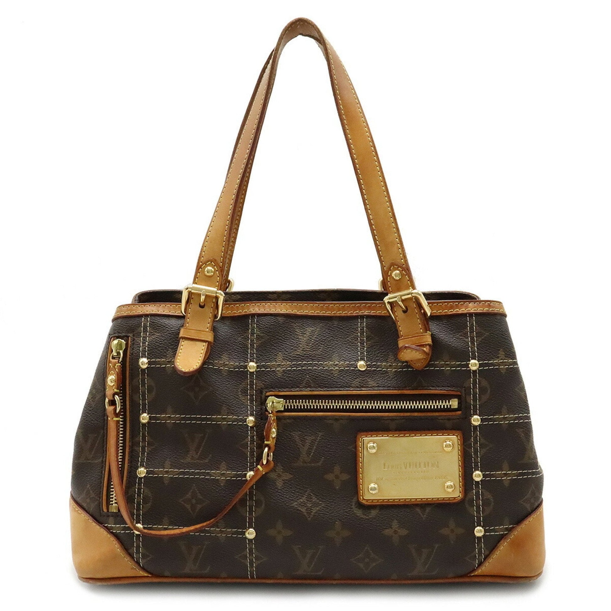 LOUIS VUITTON Monogram Rivet Tote Bag Shoulder Stitch