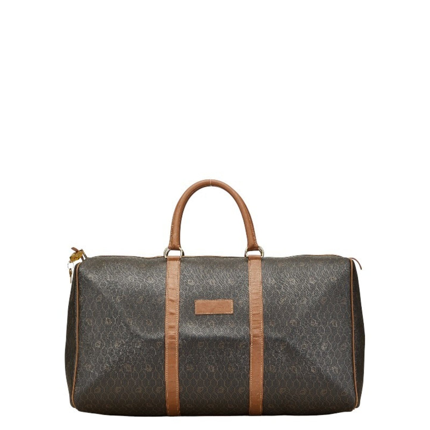 Christian Dior Black Brown Pvc Leather Boston Bag  