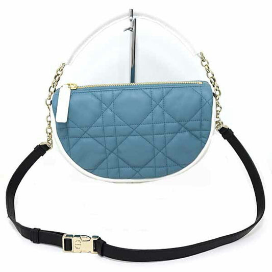 Christian Dior Black Blue White Leather Shoulder Bag  