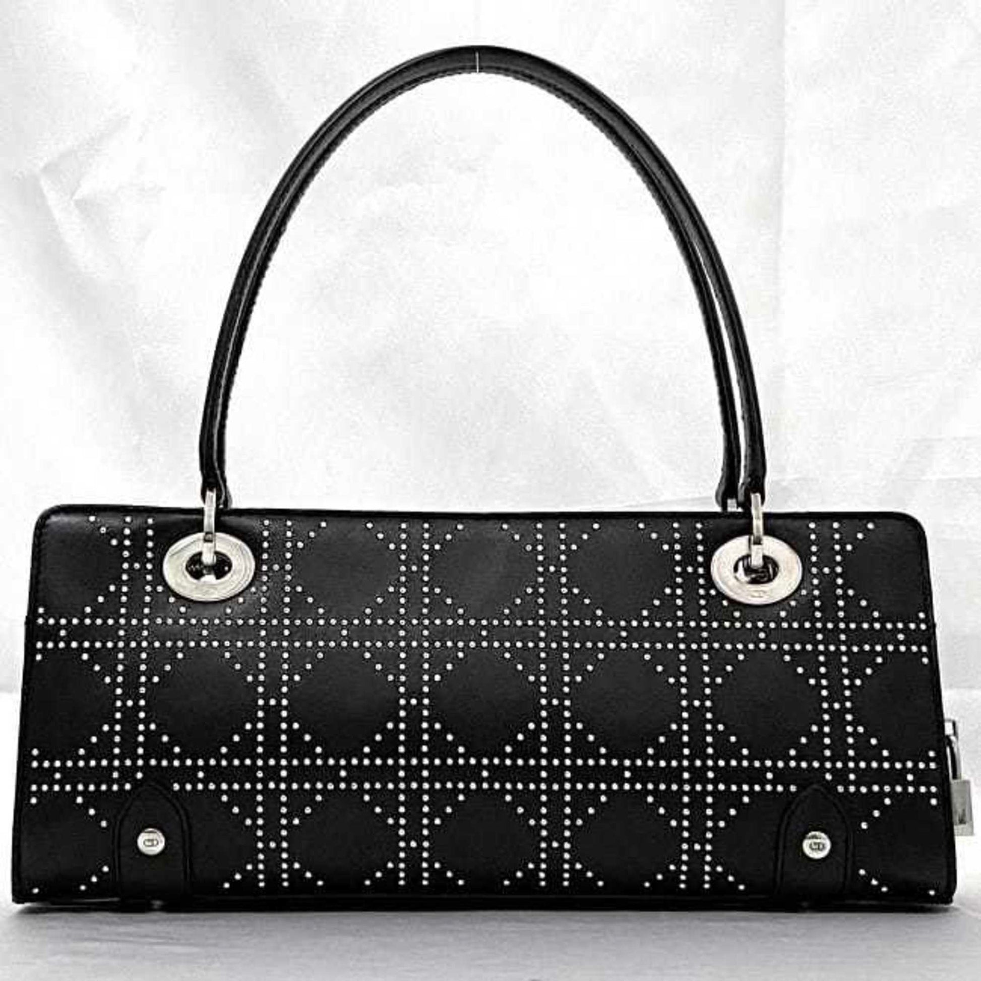Christian Dior Black Leather Handbag Shoulder Bag  