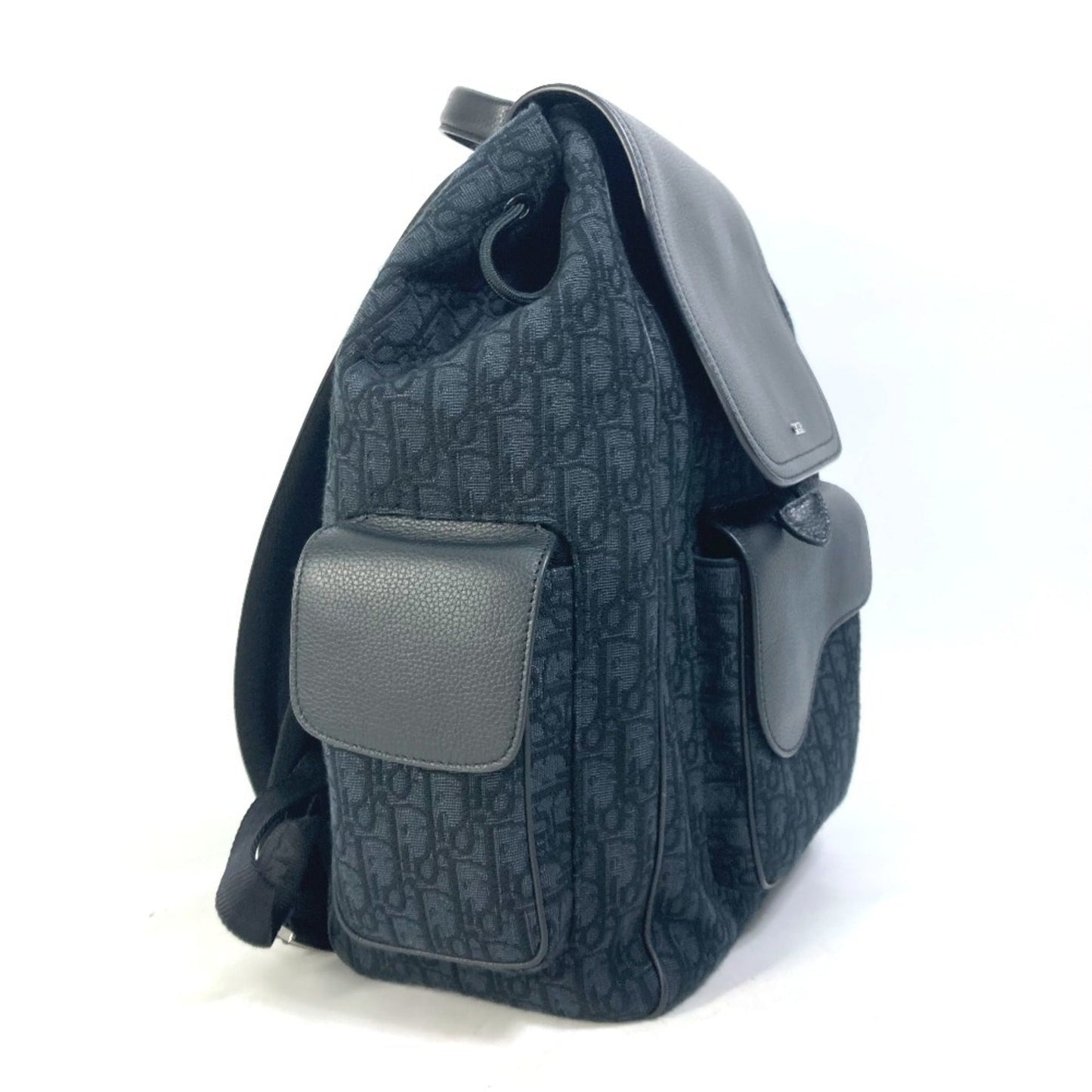 Christian Dior Black Navy Canvas Leather Backpack  