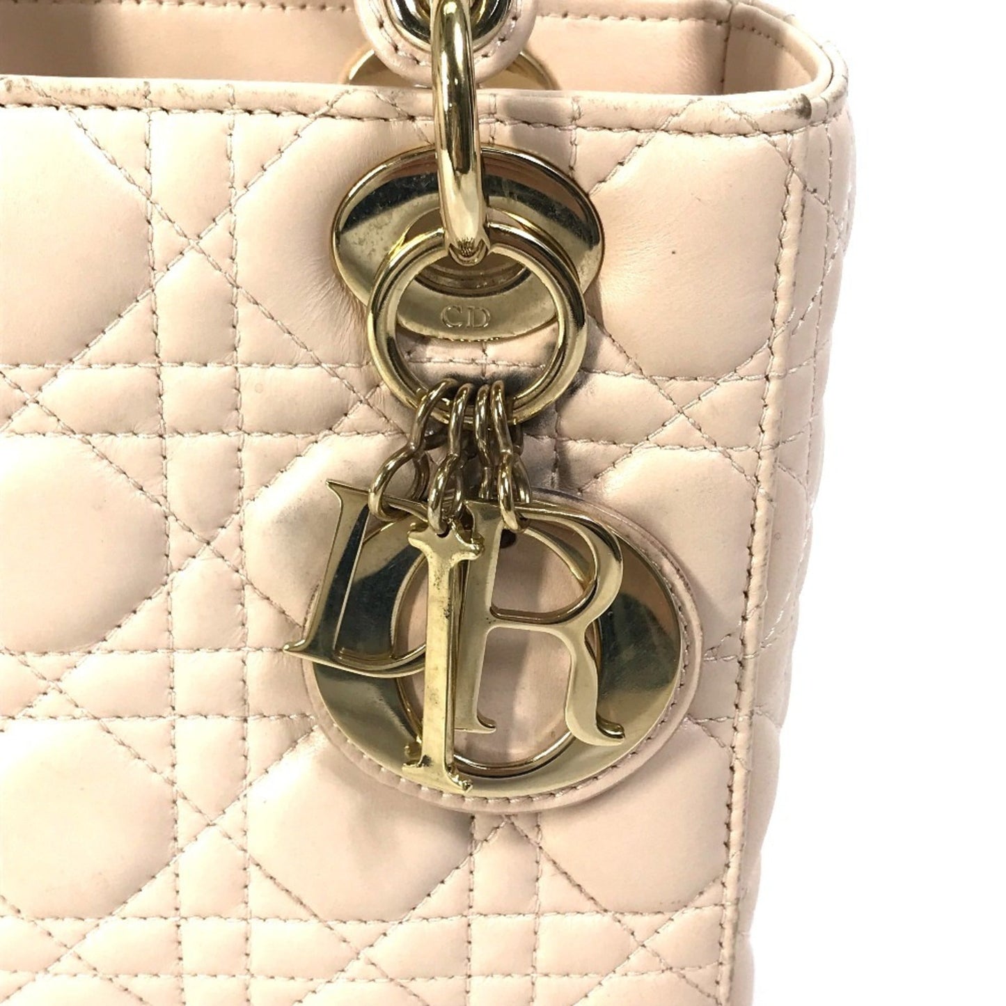 Christian Dior Pink Beige Leather Handbag Shoulder Bag  