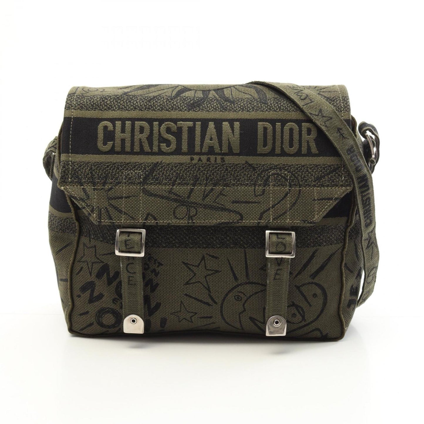 Christian Dior Khaki Canvas Shoulder Bag  