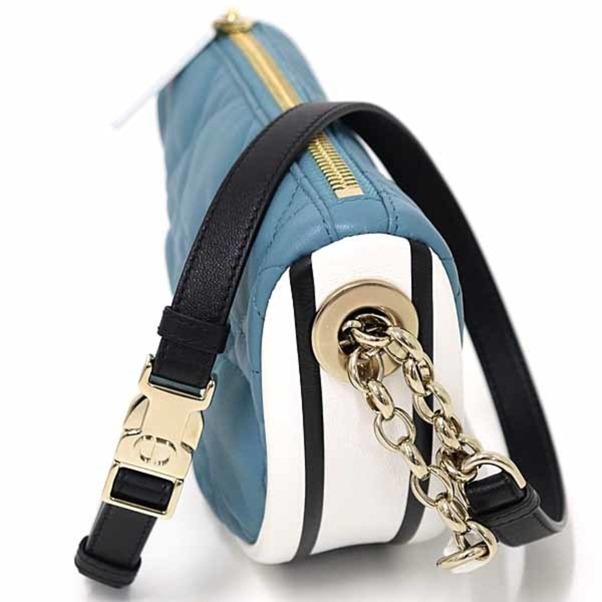 Christian Dior Black Blue White Leather Shoulder Bag  