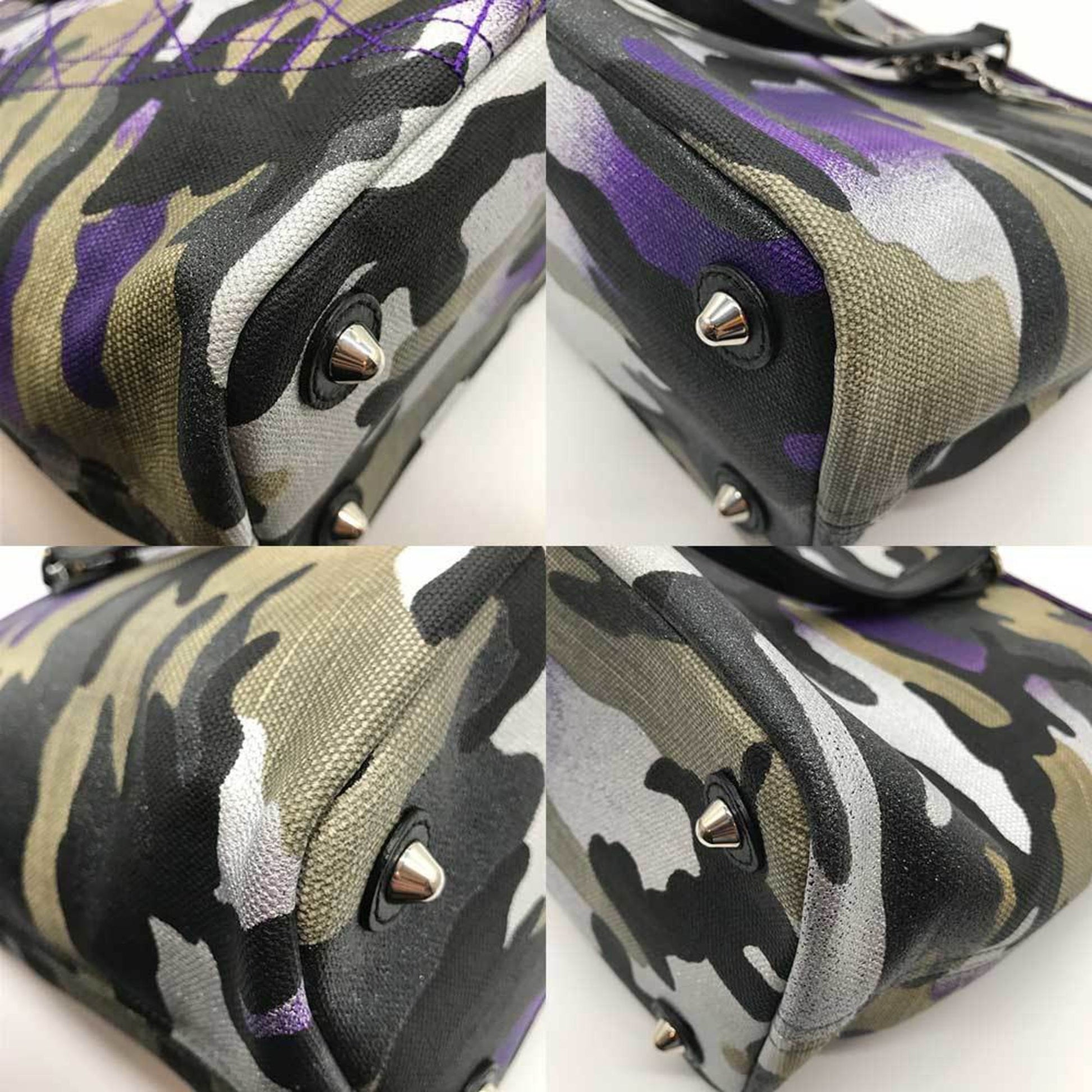 Christian Dior Camouflage Multi-Color Canvas Leather Tote Bag  