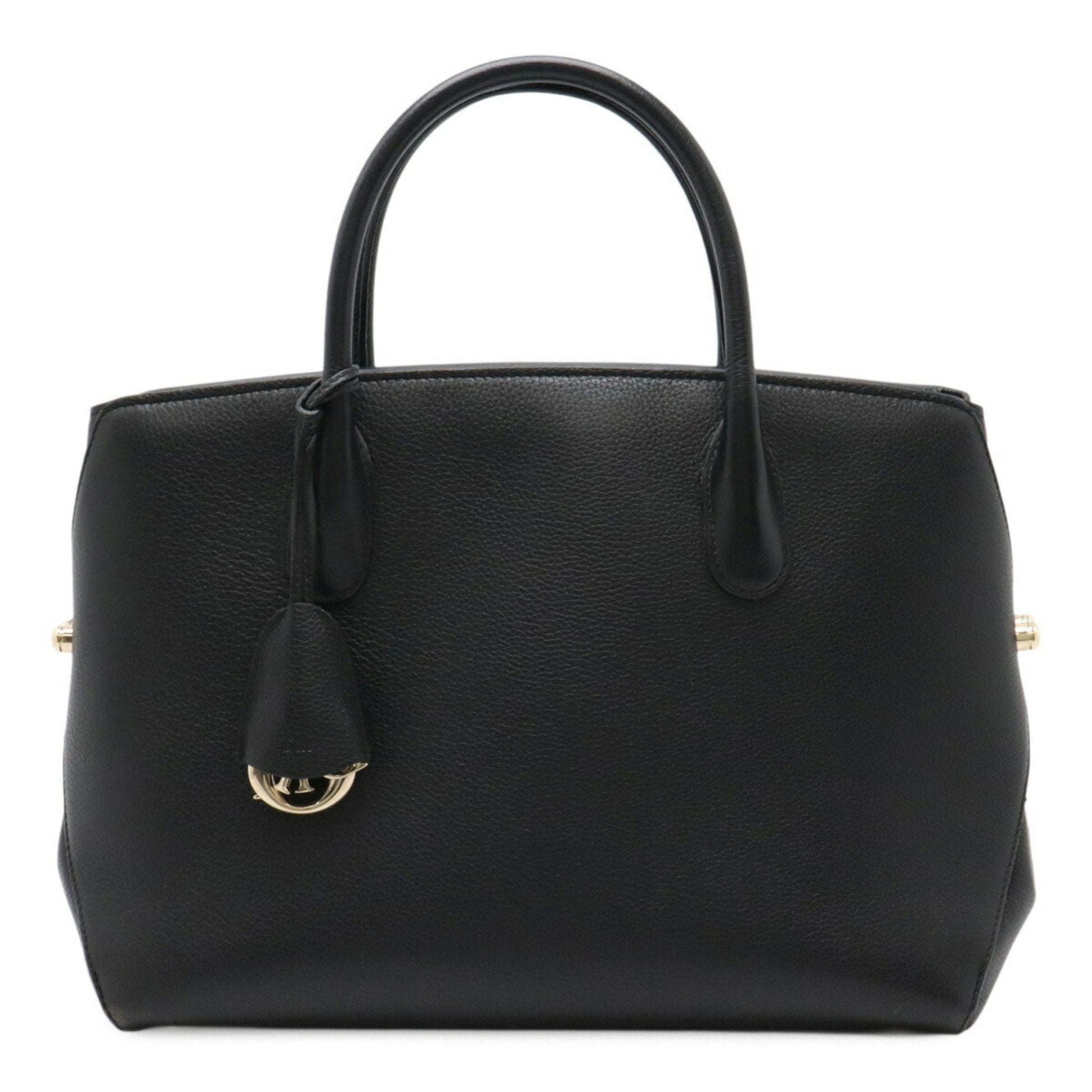 Christian Dior Black Leather Handbag Tote Bag  