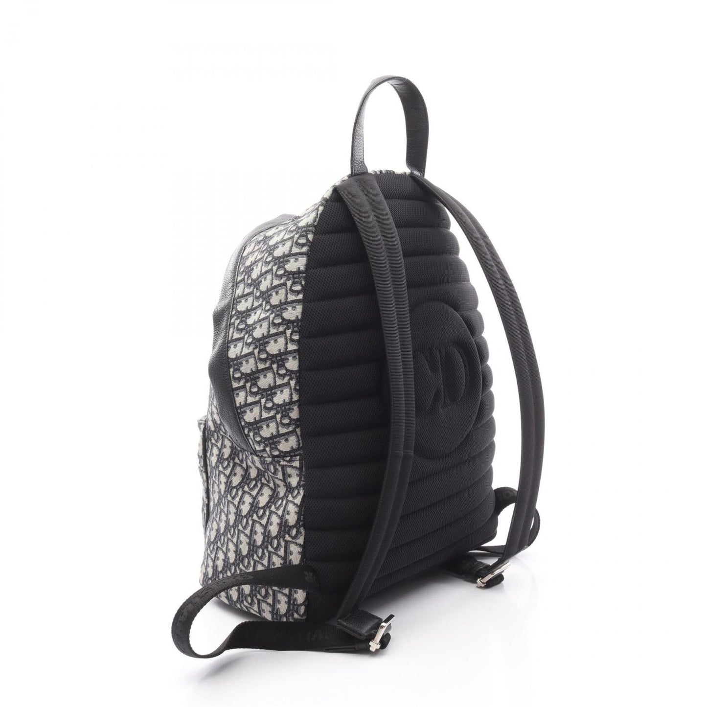 Christian Dior Beige Black Blue Canvas Leather Backpack  