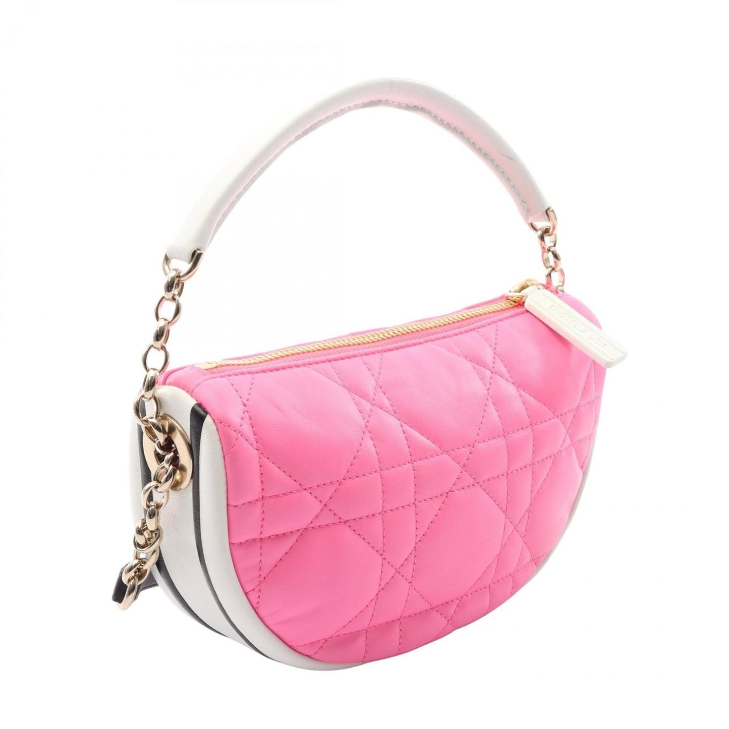 Christian Dior Black Pink White Leather Shoulder Bag  