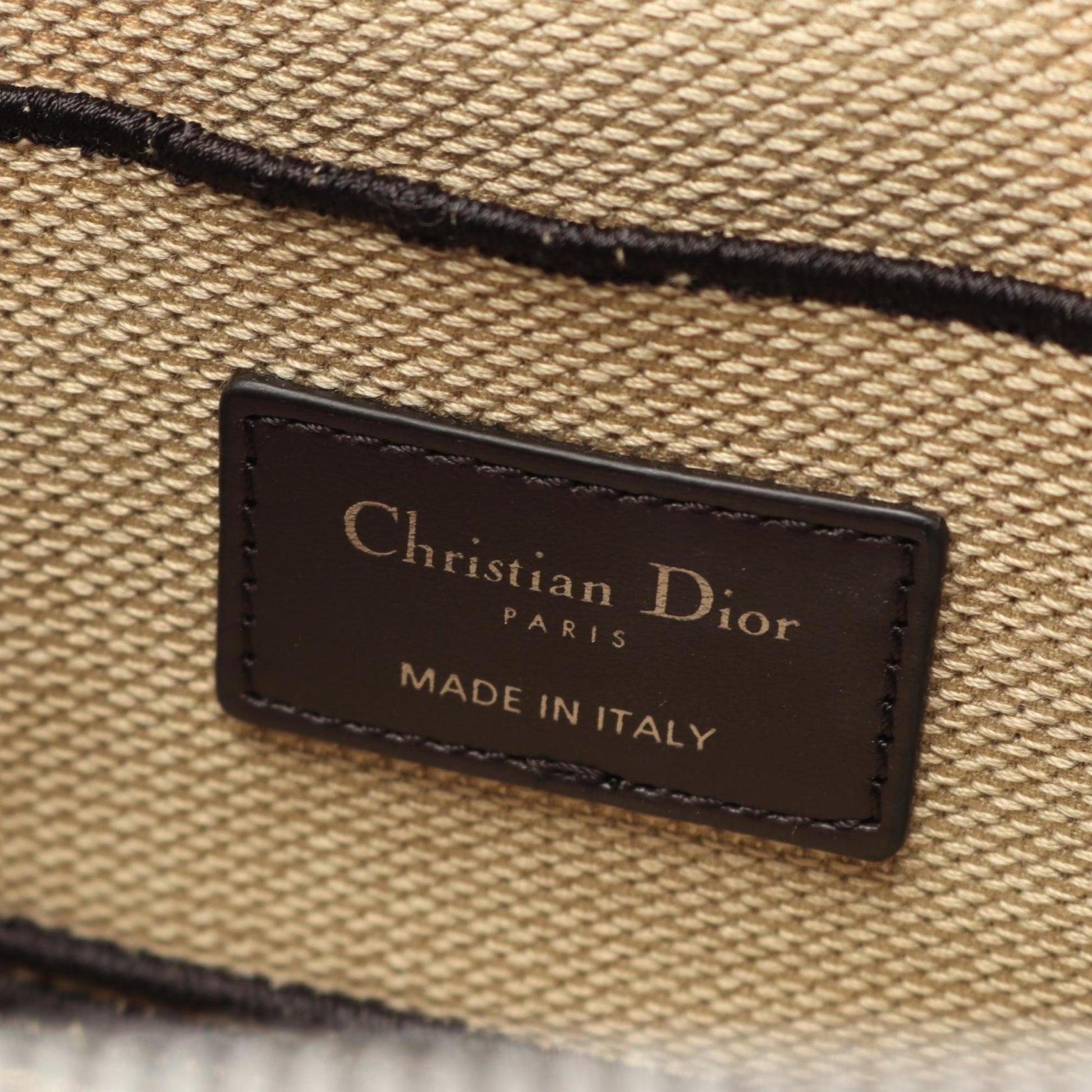Christian Dior Beige Black Canvas Handbag  