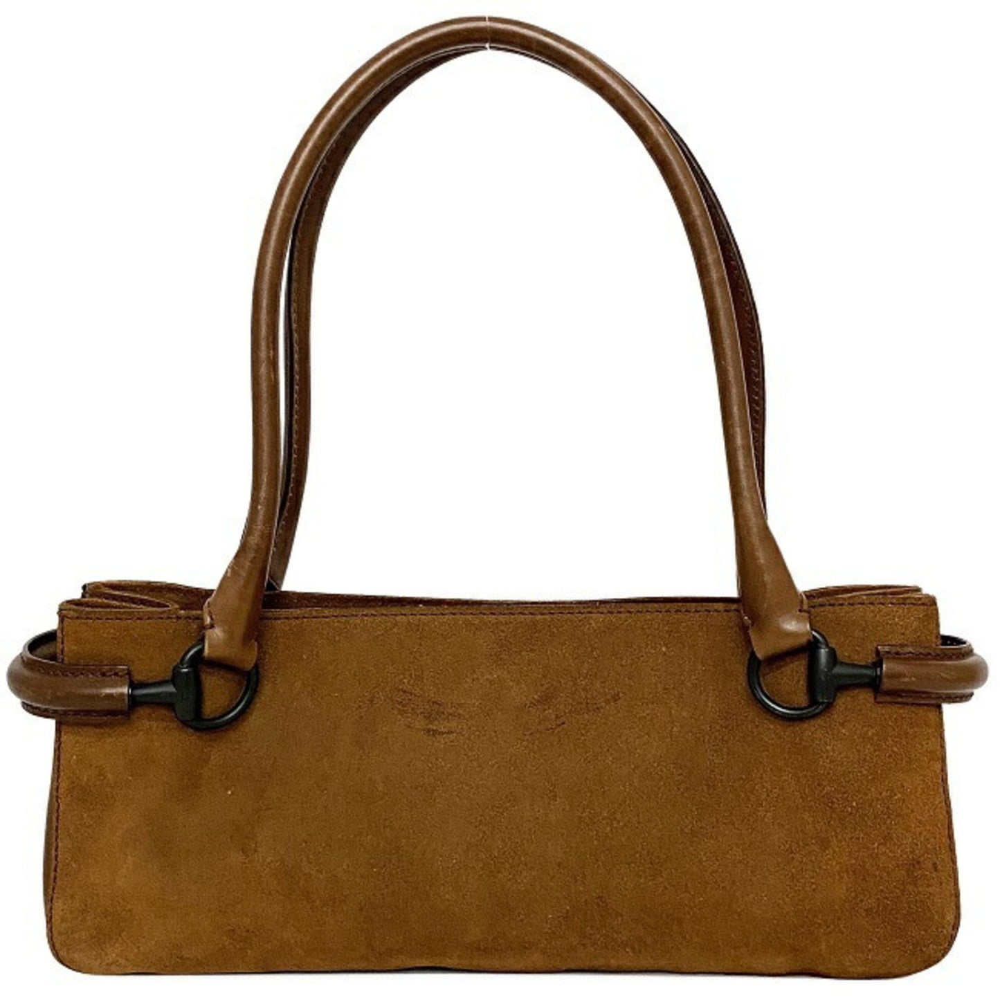 Gucci Horsebit Brown Leather Suede Handbag