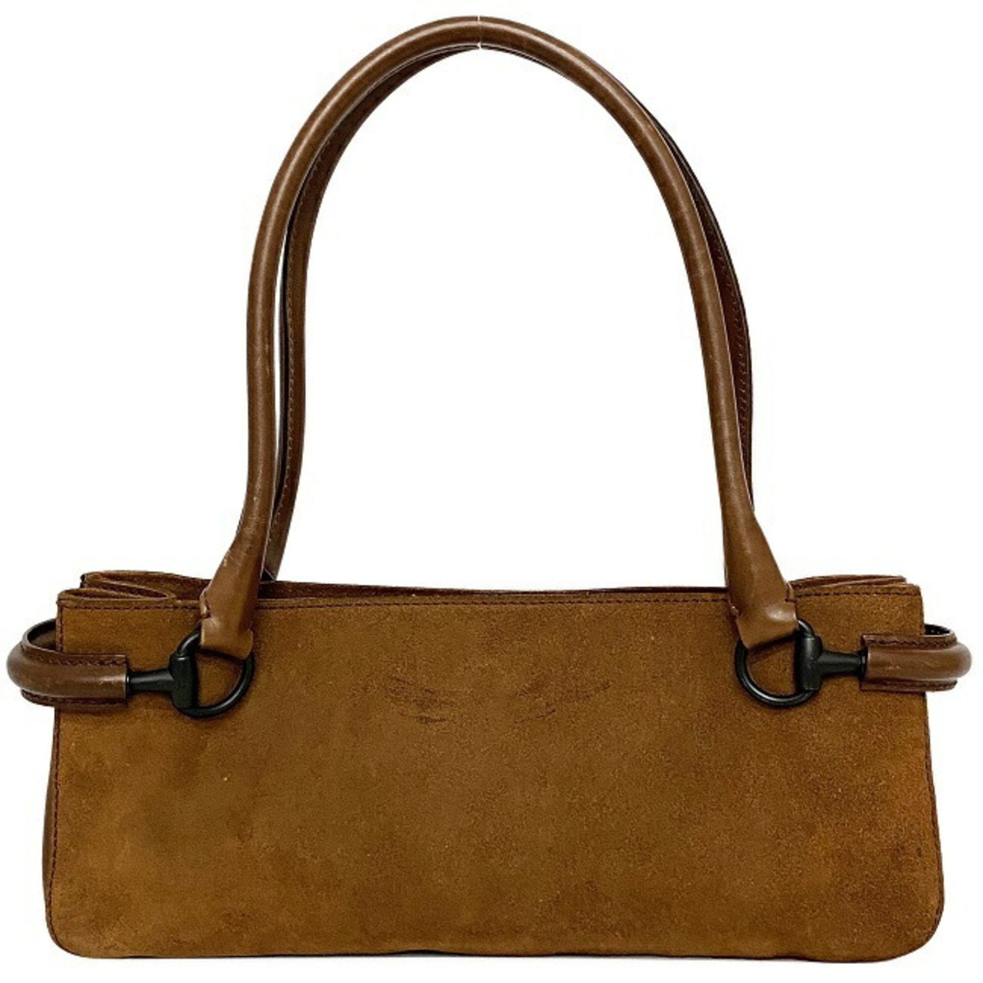 Gucci Horsebit Brown Leather Suede Handbag
