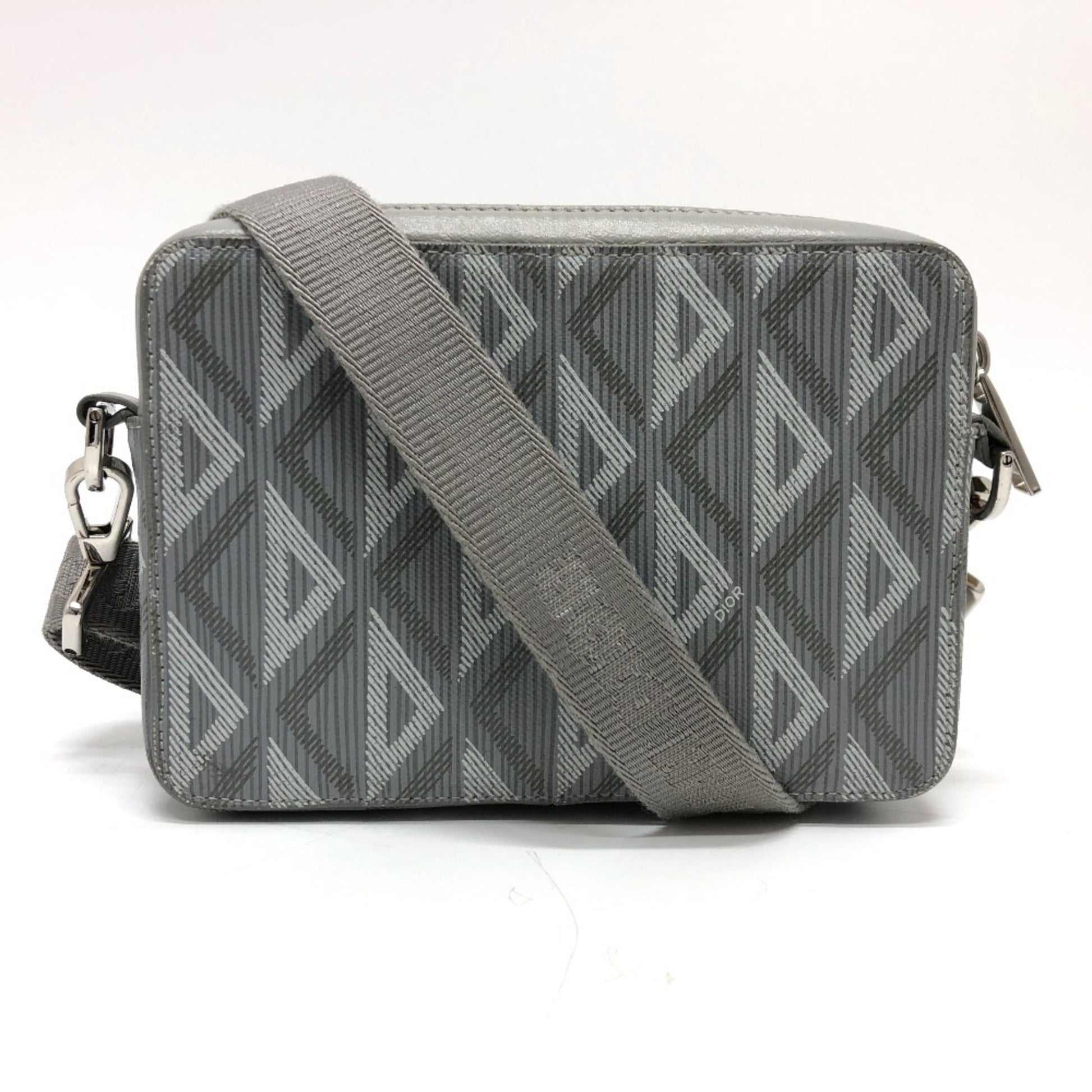 Christian Dior Gray Coated Canvas Leather Pochette Shoulder Bag  