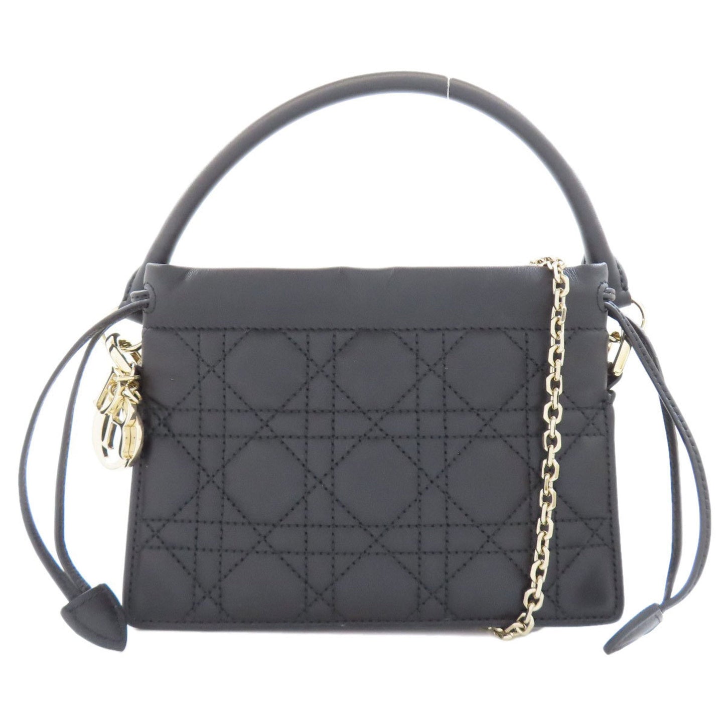 Christian Dior Lady Dior Black Leather Handbag  