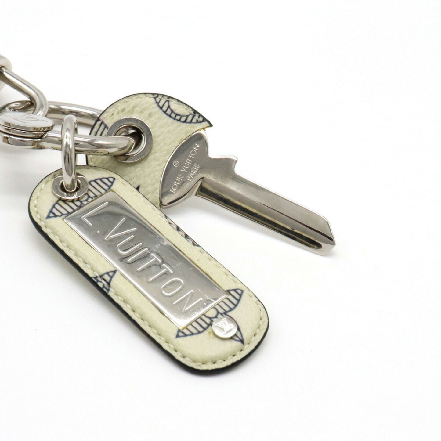 LOUIS VUITTON Monogram Lock Bag Charm Keychain Key Ring Padlock PVC Metal Bronze Silver MP2035