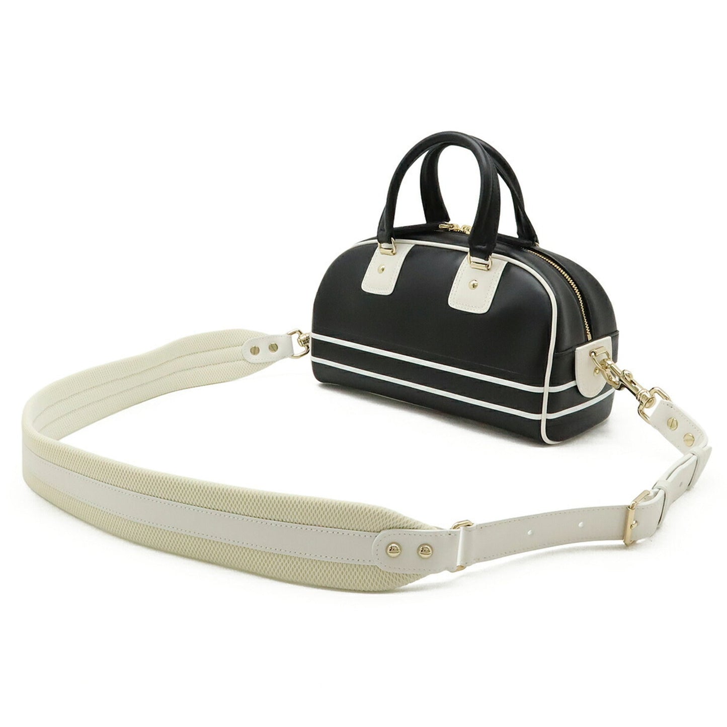 Christian Dior Black White Leather Rubber Handbag Shoulder Bag  