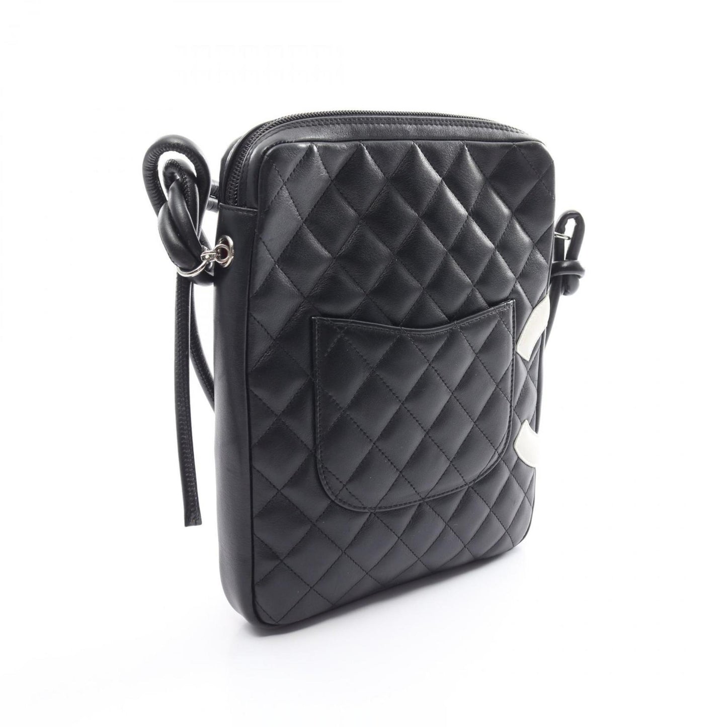 CHANEL Cambon Line Shoulder Bag Leather Women s Black White A25178