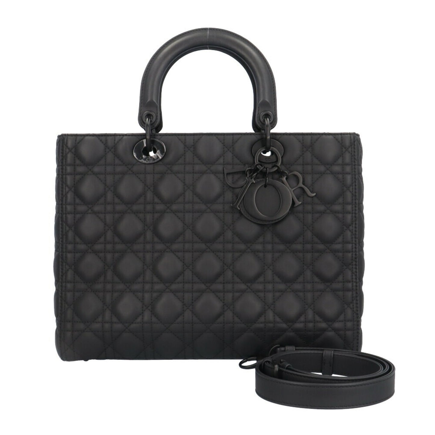 Christian Dior Lady Dior Black Leather Shoulder Bag  