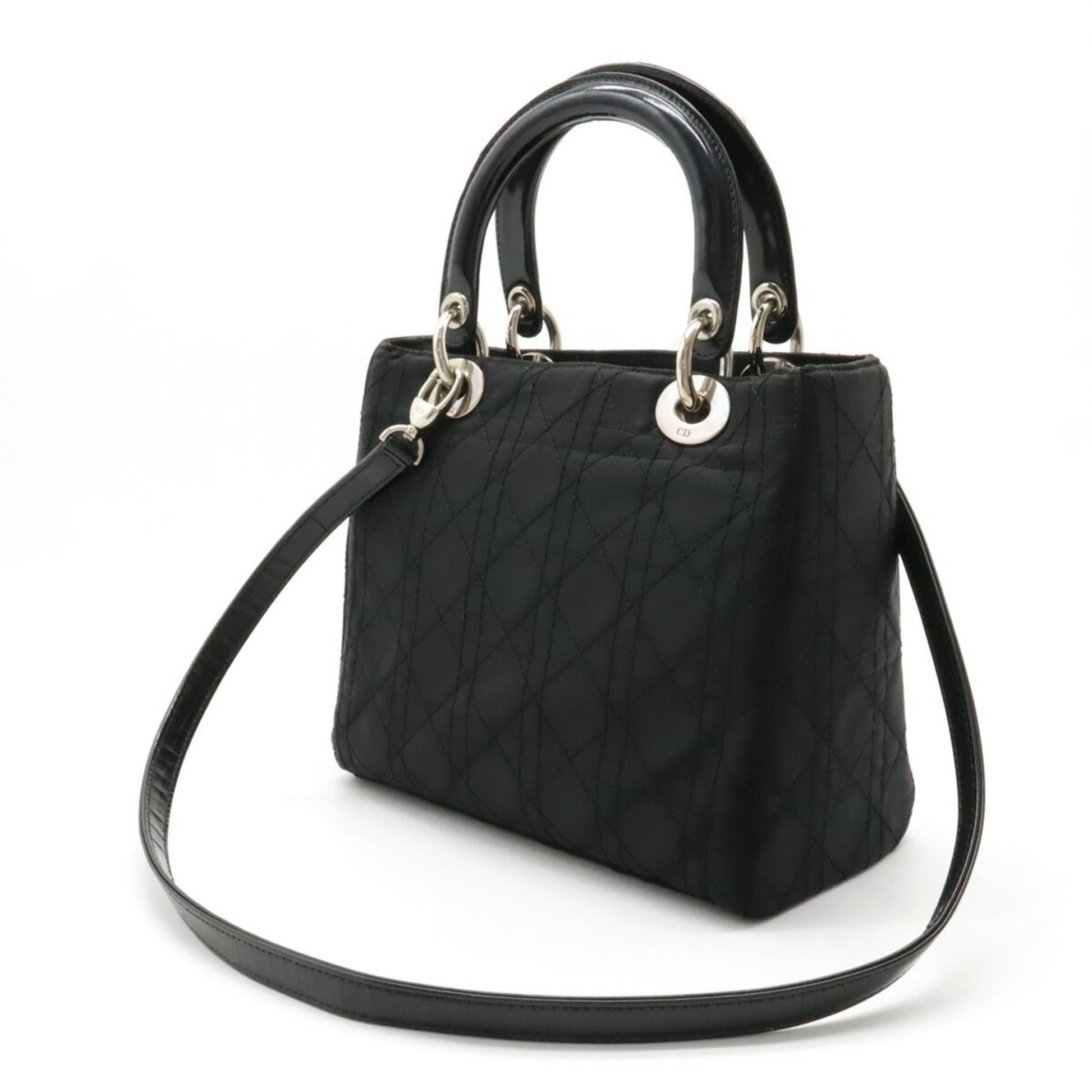 Christian Dior Lady Dior Black Nylon Handbag Shoulder Bag  