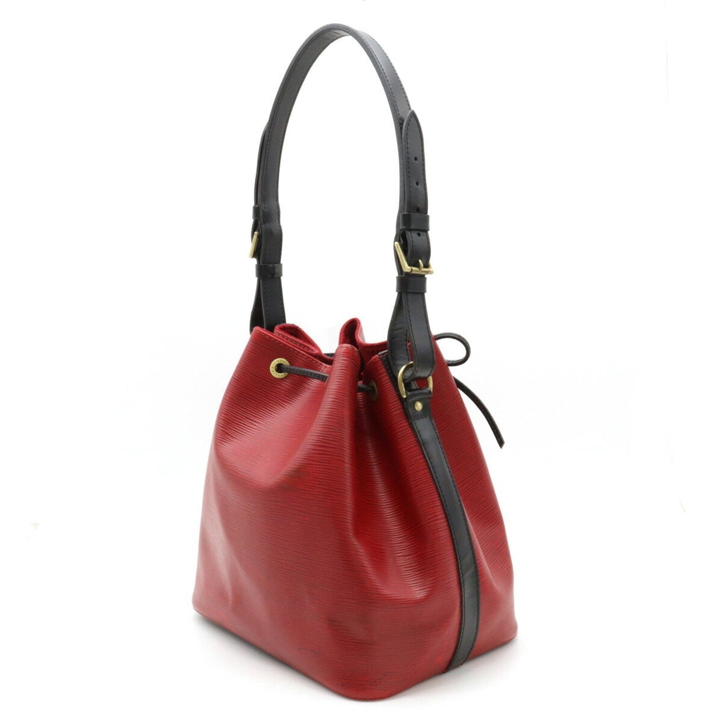 LOUIS VUITTON Epi Bicolor Petit Noe Shoulder Bag Leather Castilian Red Noir Black