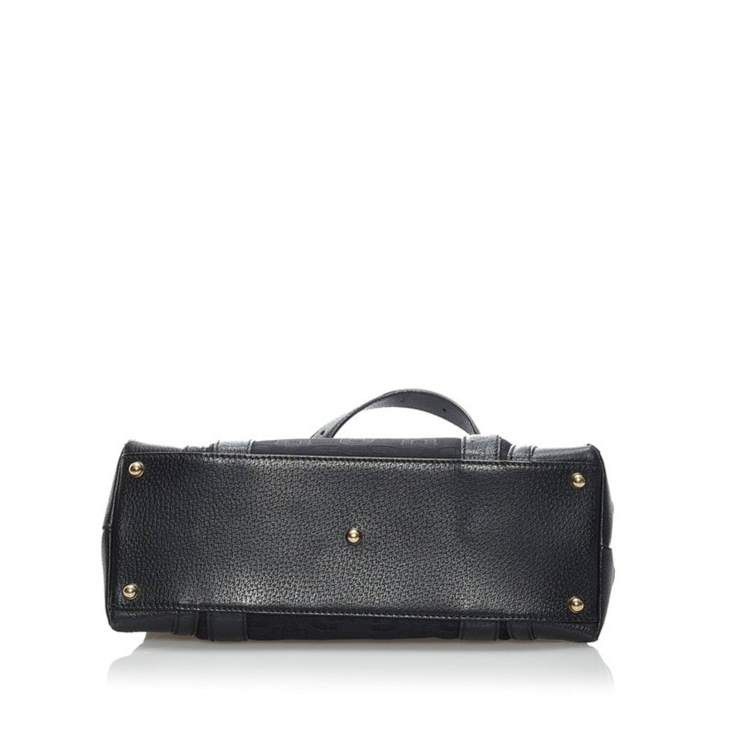 Gucci Horsebit Black Leather Canvas Handbag
