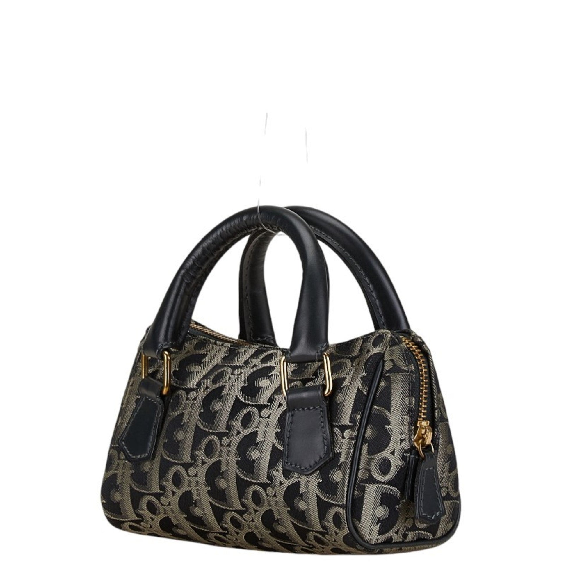Christian Dior Navy Canvas Leather Handbag  