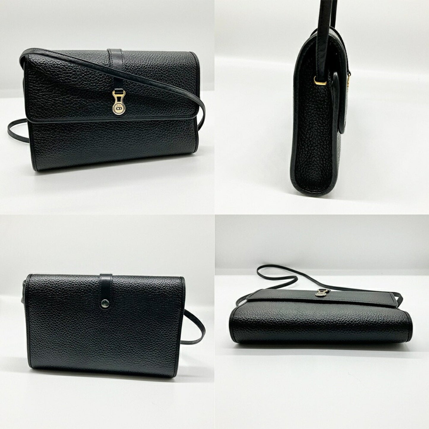 Christian Dior Black Leather Pochette Shoulder Bag  