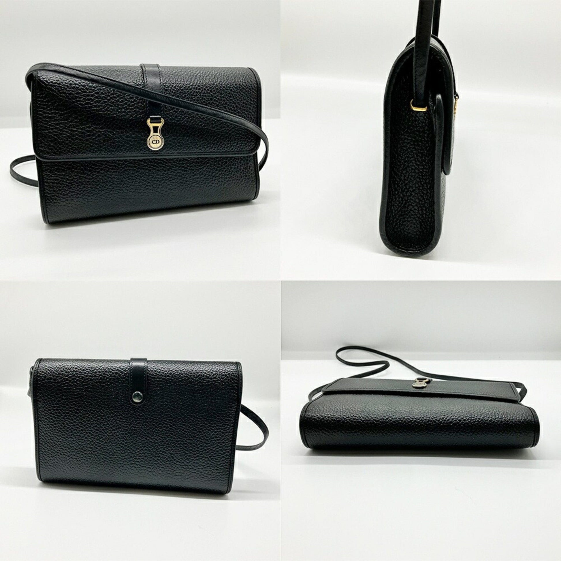 Christian Dior Black Leather Pochette Shoulder Bag  