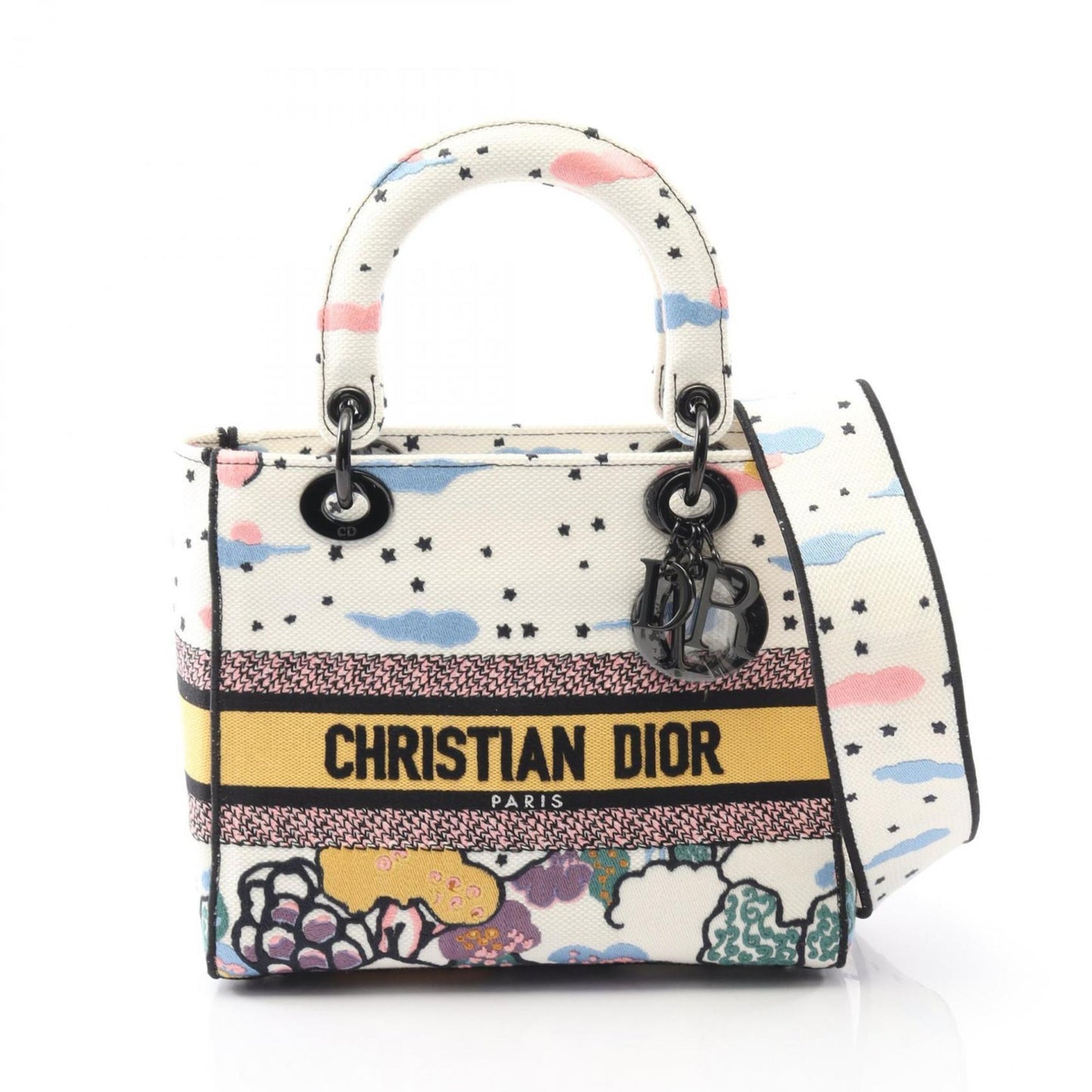 Christian Dior Multi-Color White Canvas Handbag  