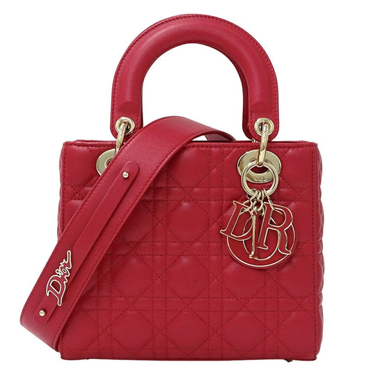 Christian Dior Pink Red Leather Handbag Shoulder Bag  