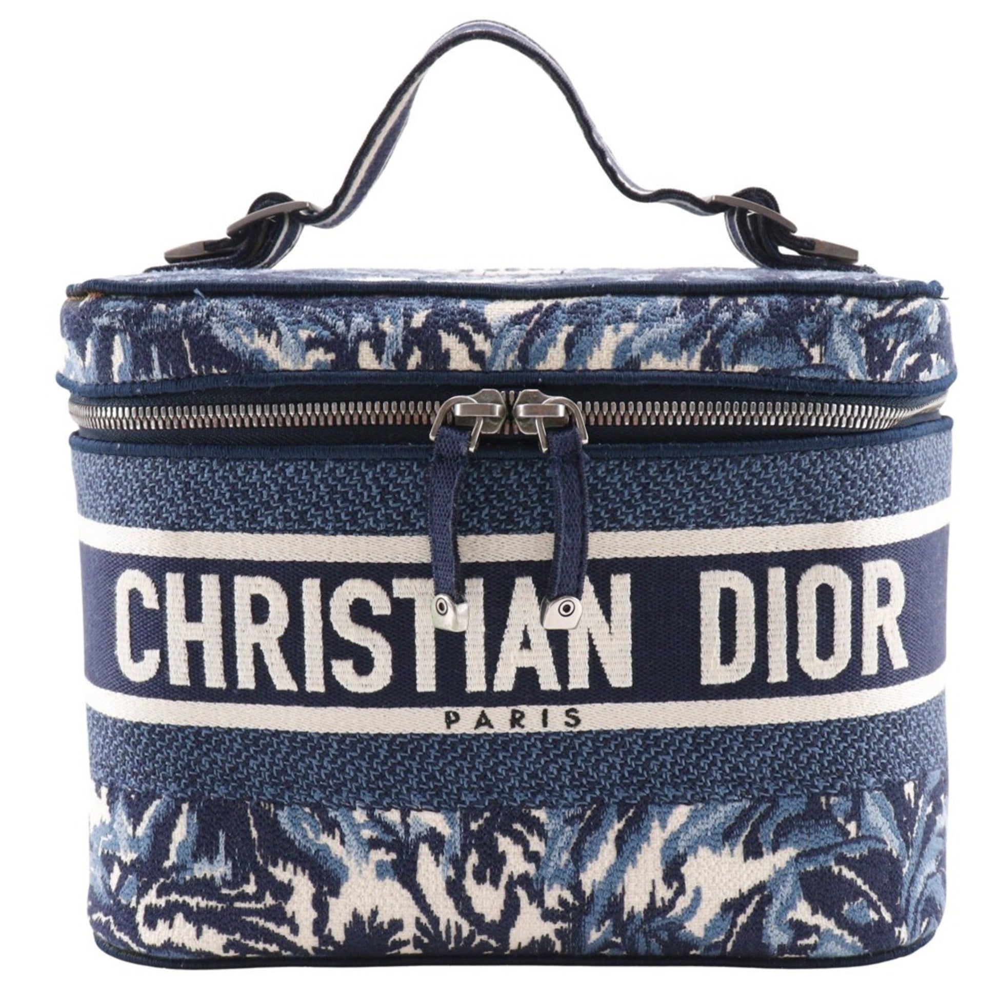Christian Dior Navy White Canvas Handbag Weekend Bag  