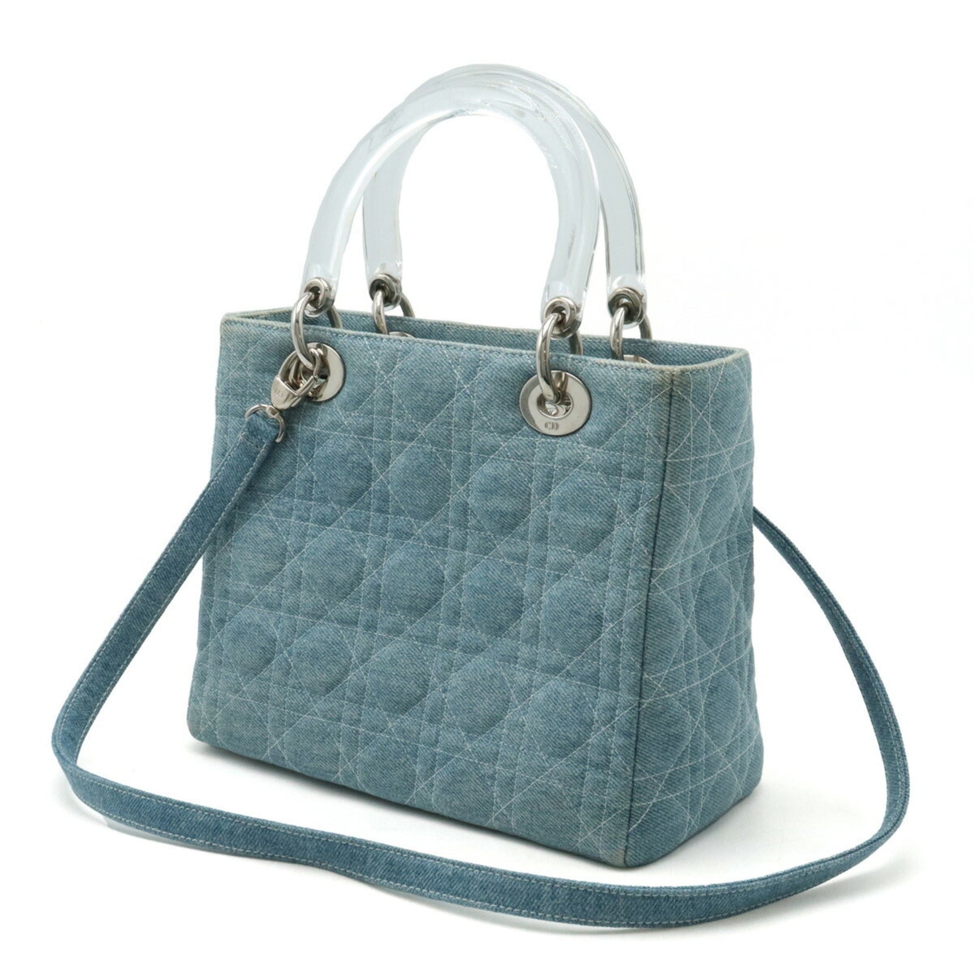 Christian Dior Clear Light Blue Denim Plastic Handbag Shoulder Bag  