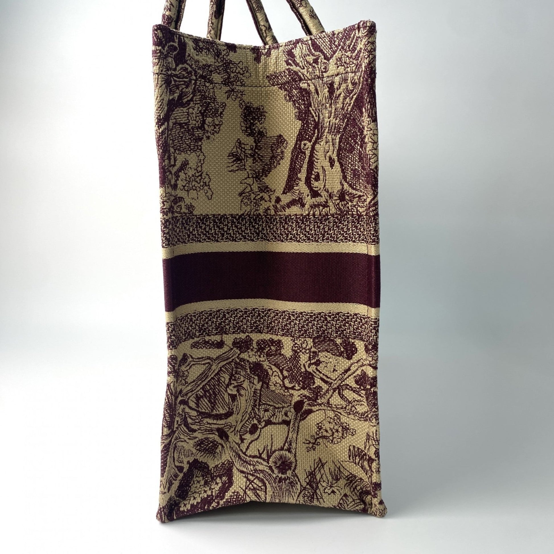 Christian Dior Bordeaux Brown Red Color Canvas Tote Bag  