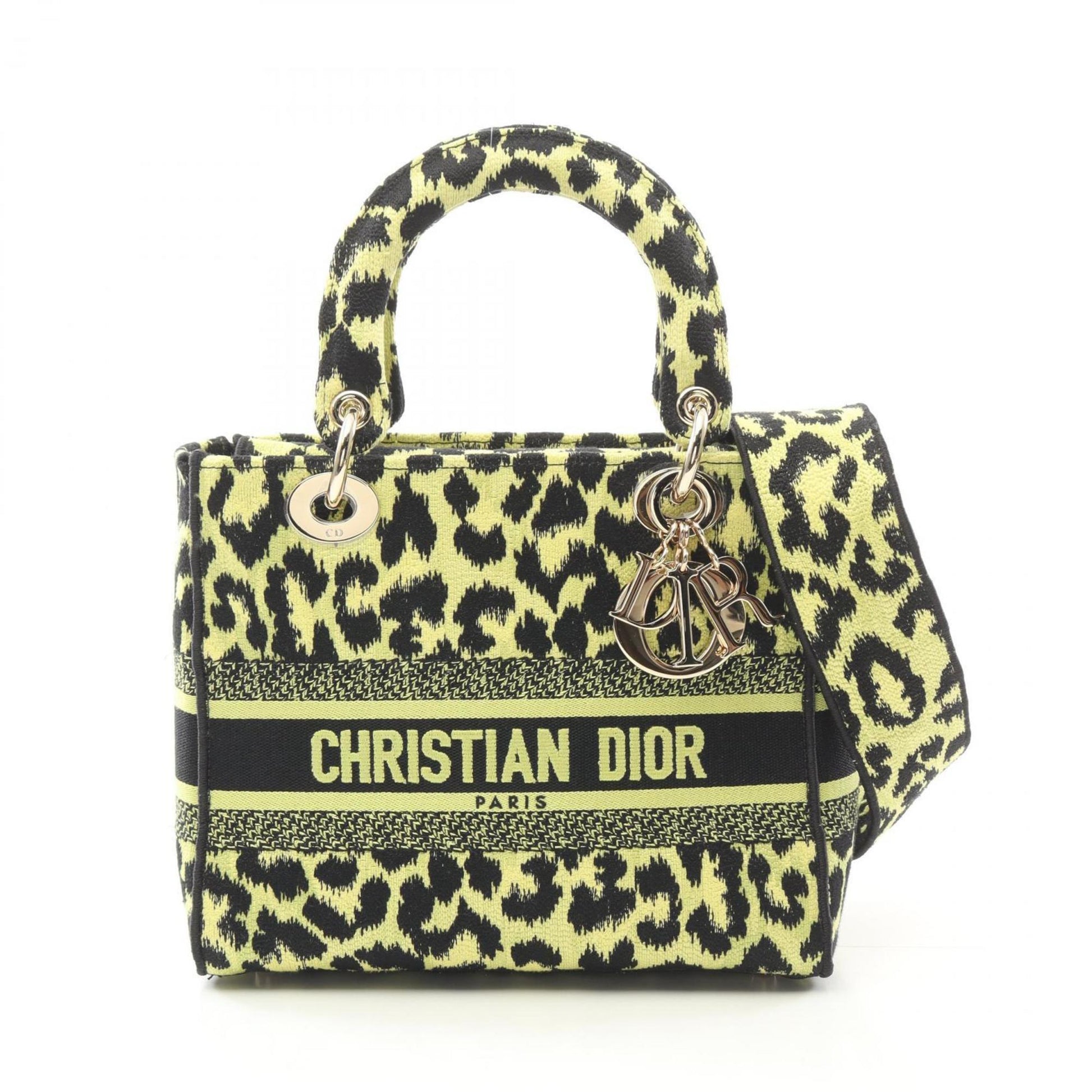 Christian Dior Black Green Canvas Handbag  