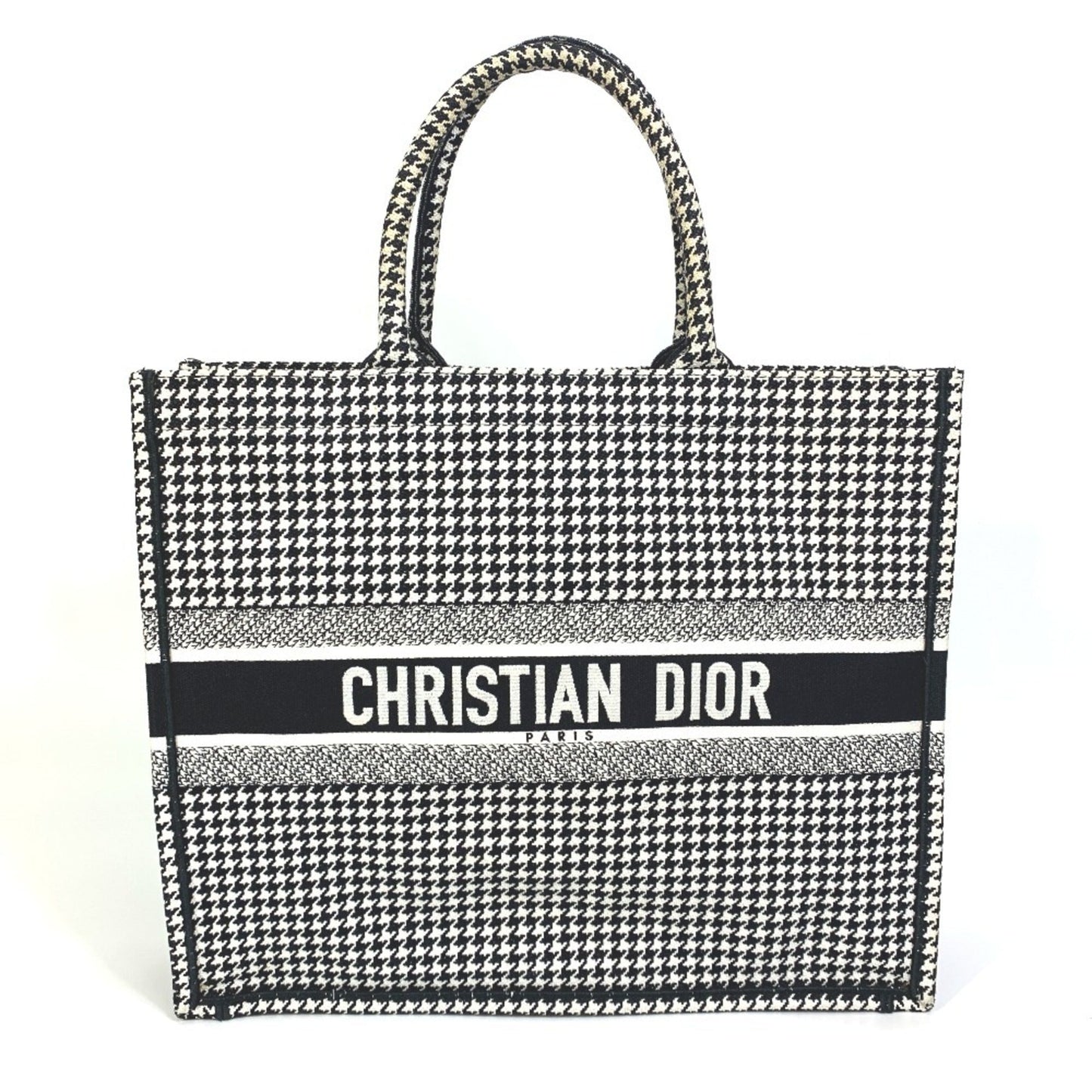 Christian Dior Black White Canvas Shoulder Bag Tote Bag  