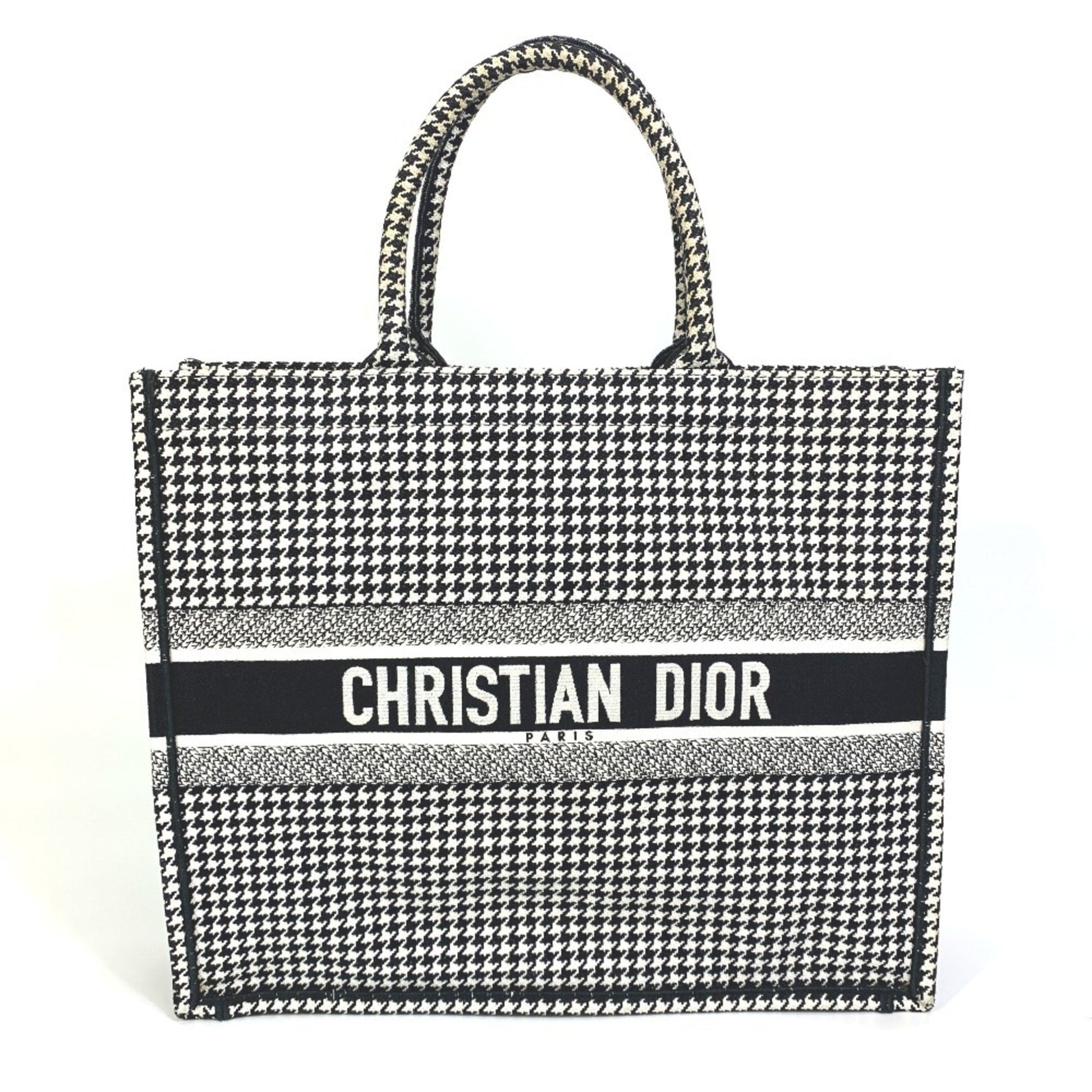 Christian Dior Black White Canvas Shoulder Bag Tote Bag  