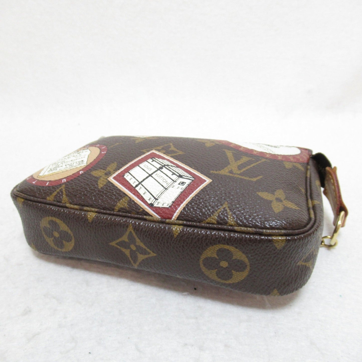 LOUIS VUITTON Mini Pochette Accessoires Accessory Pouch Brown PVC coated canvas Monogram patch M95804