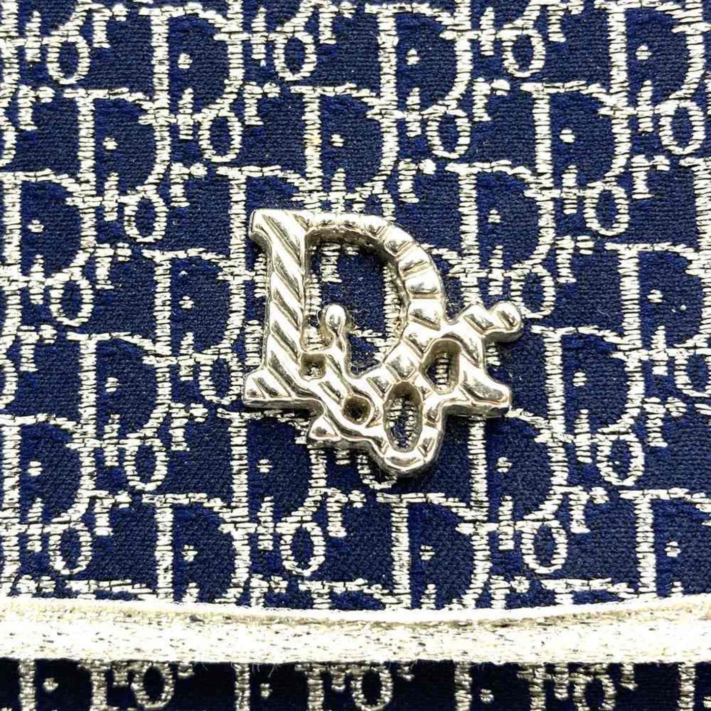 Christian Dior Navy Canvas Shoulder Bag  