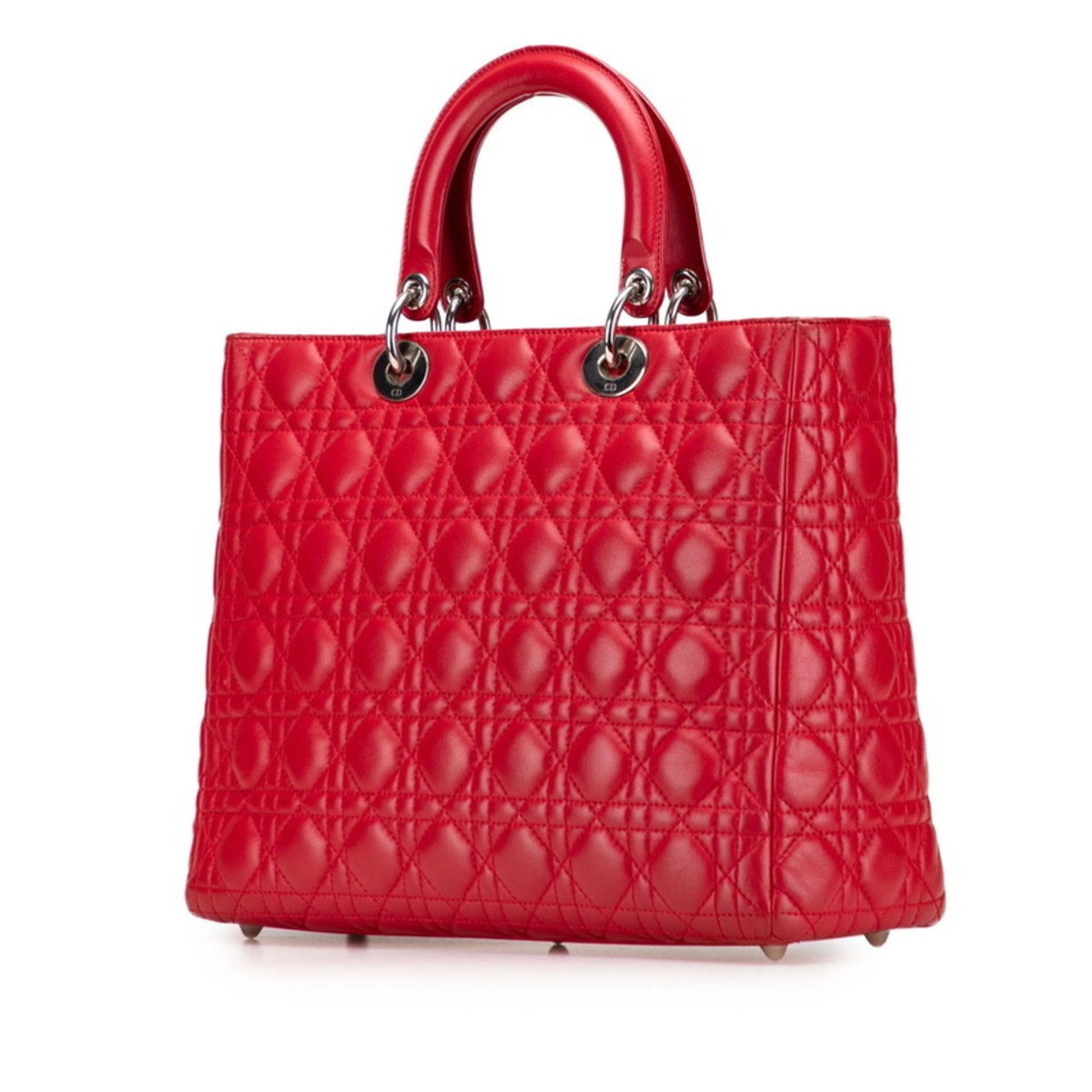 Christian Dior Lady Dior Red Color Leather Handbag Shoulder Bag  