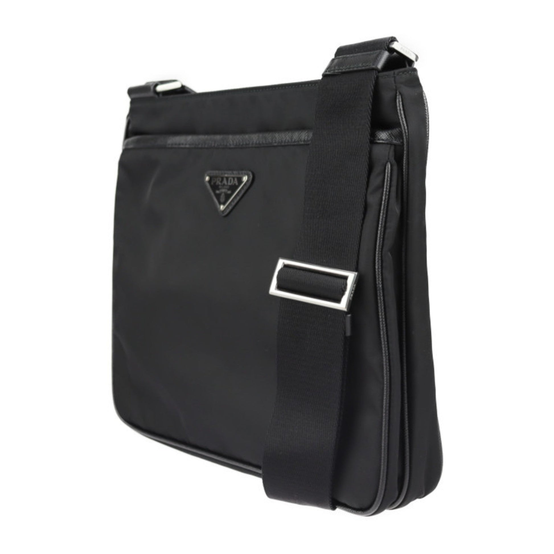 Prada shoulder Bag nylon black silver metal fittings