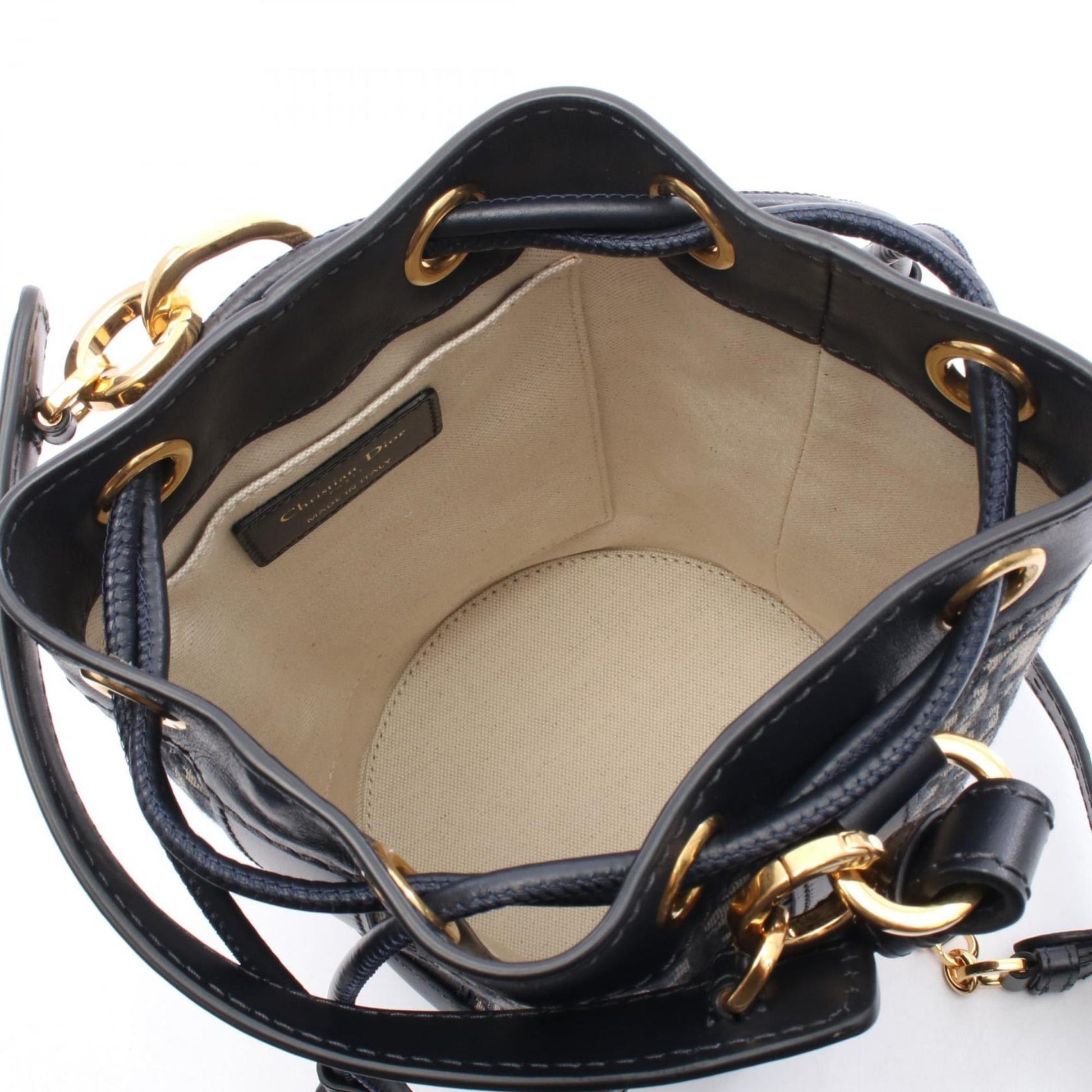 Christian Dior Gray Navy Canvas Leather Backpack  