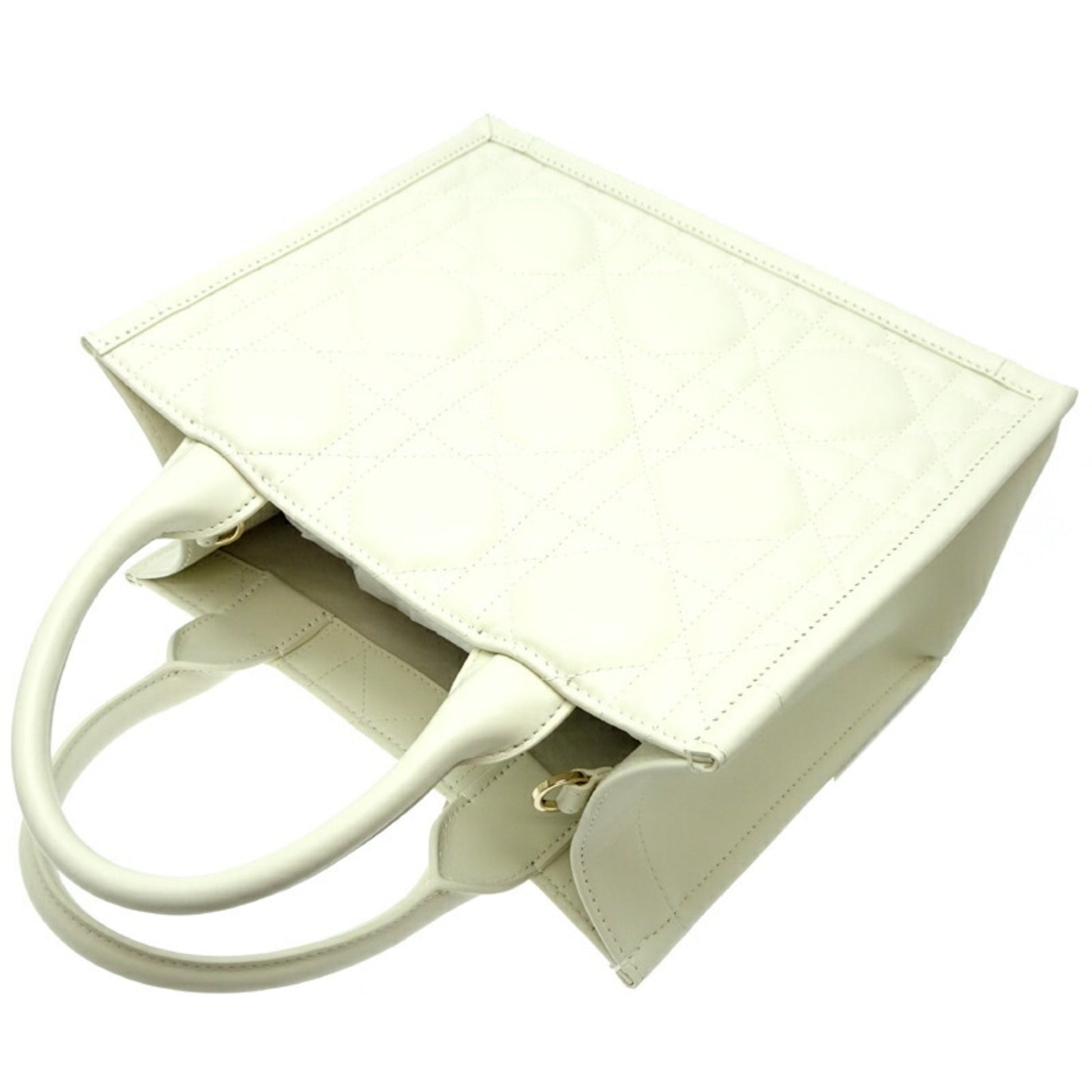 Christian Dior White Leather Tote Bag  