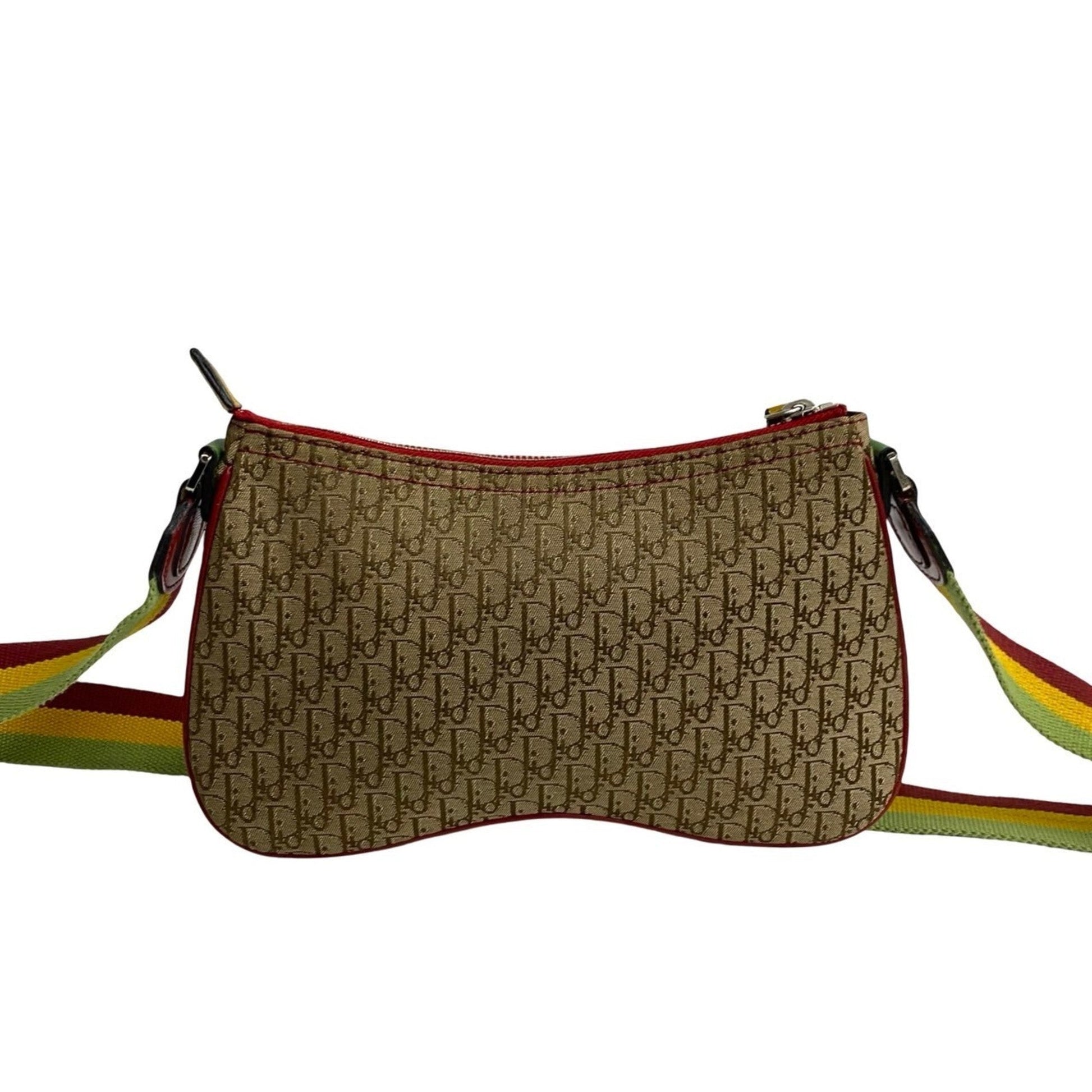 Christian Dior Beige Leather Canvas Pochette Saddle Bag Shoulder Bag  